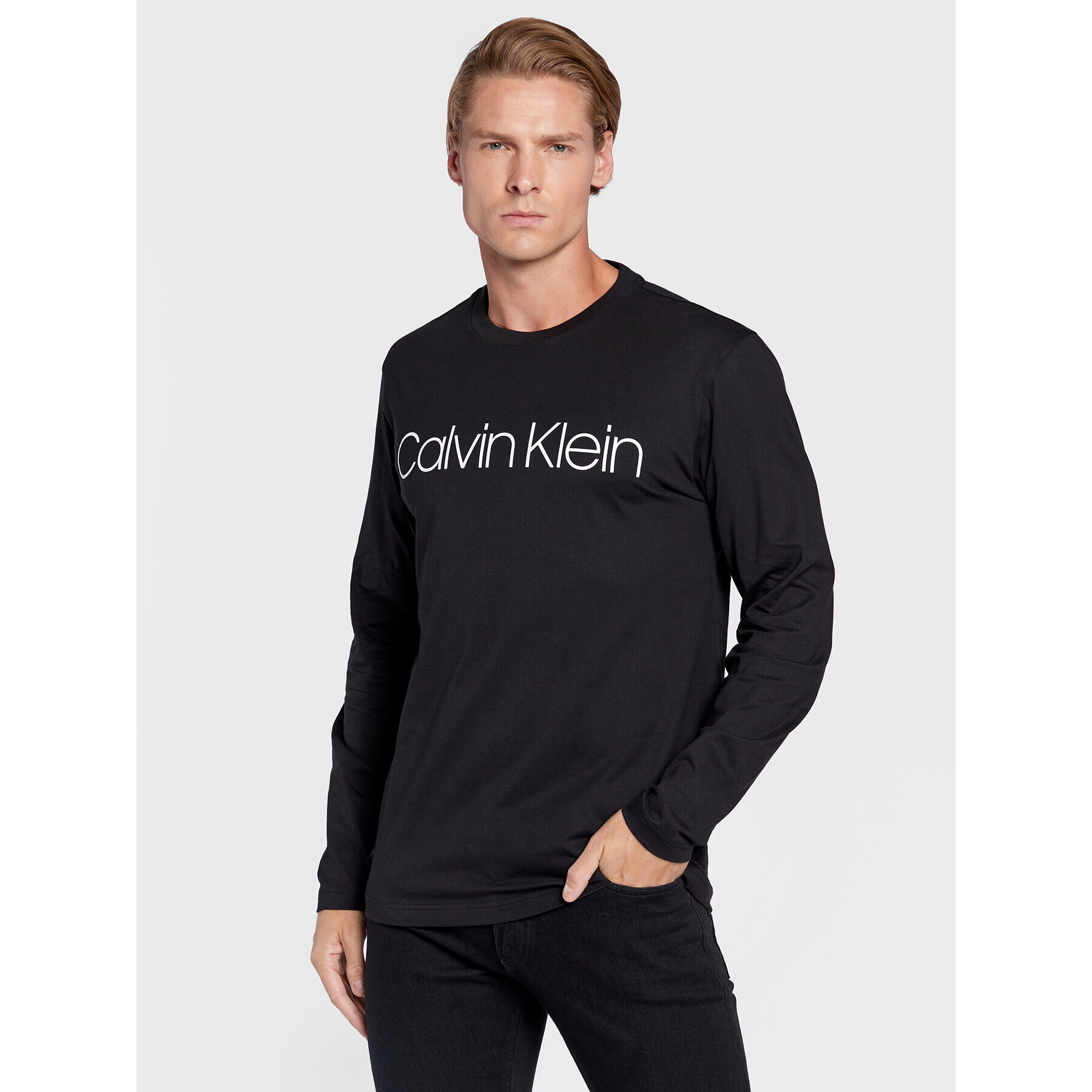 Calvin Klein Тениска с дълъг ръкав K10K104690 Черен Regular Fit - Pepit.bg