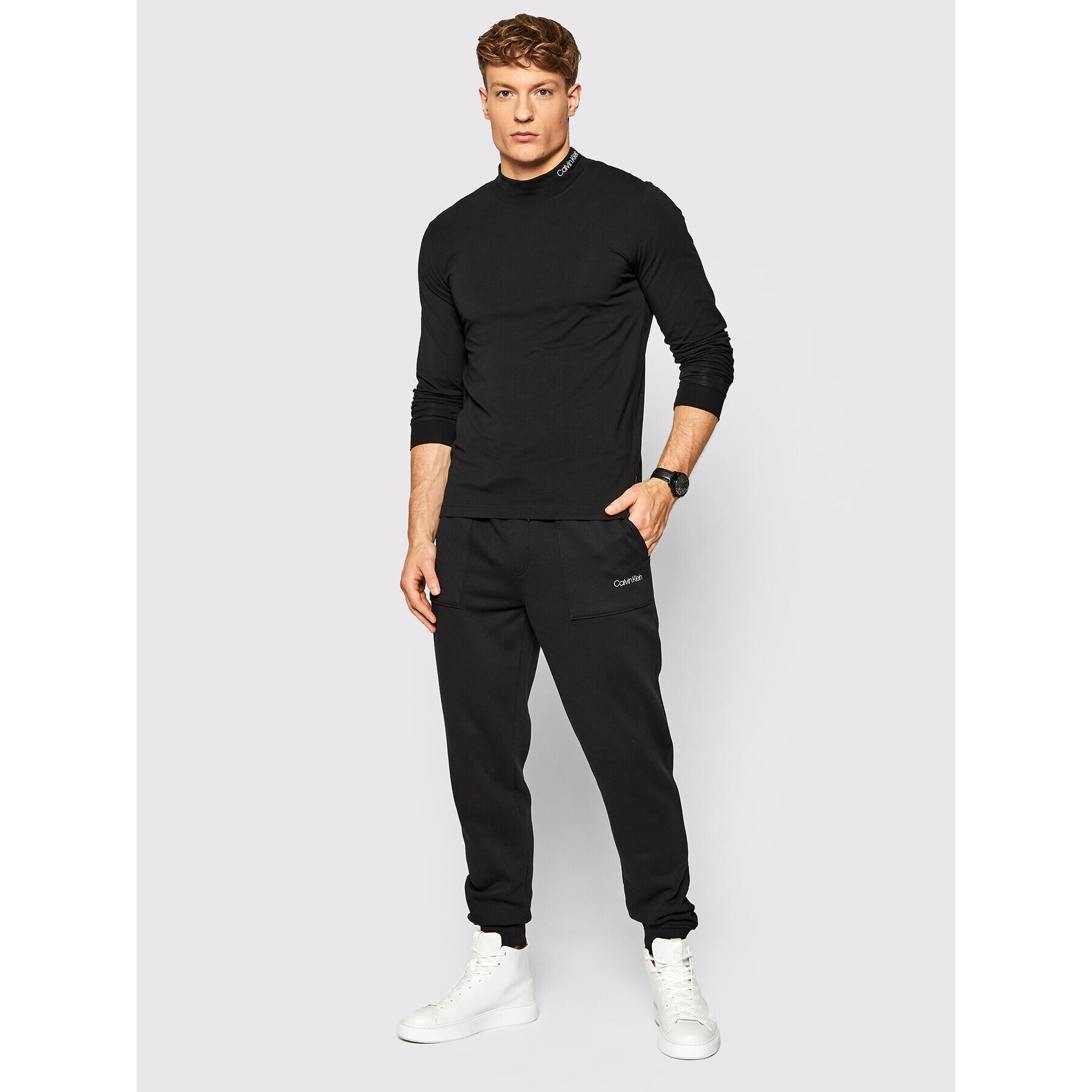 Calvin Klein Тениска с дълъг ръкав K10K107921 Черен Slim Fit - Pepit.bg