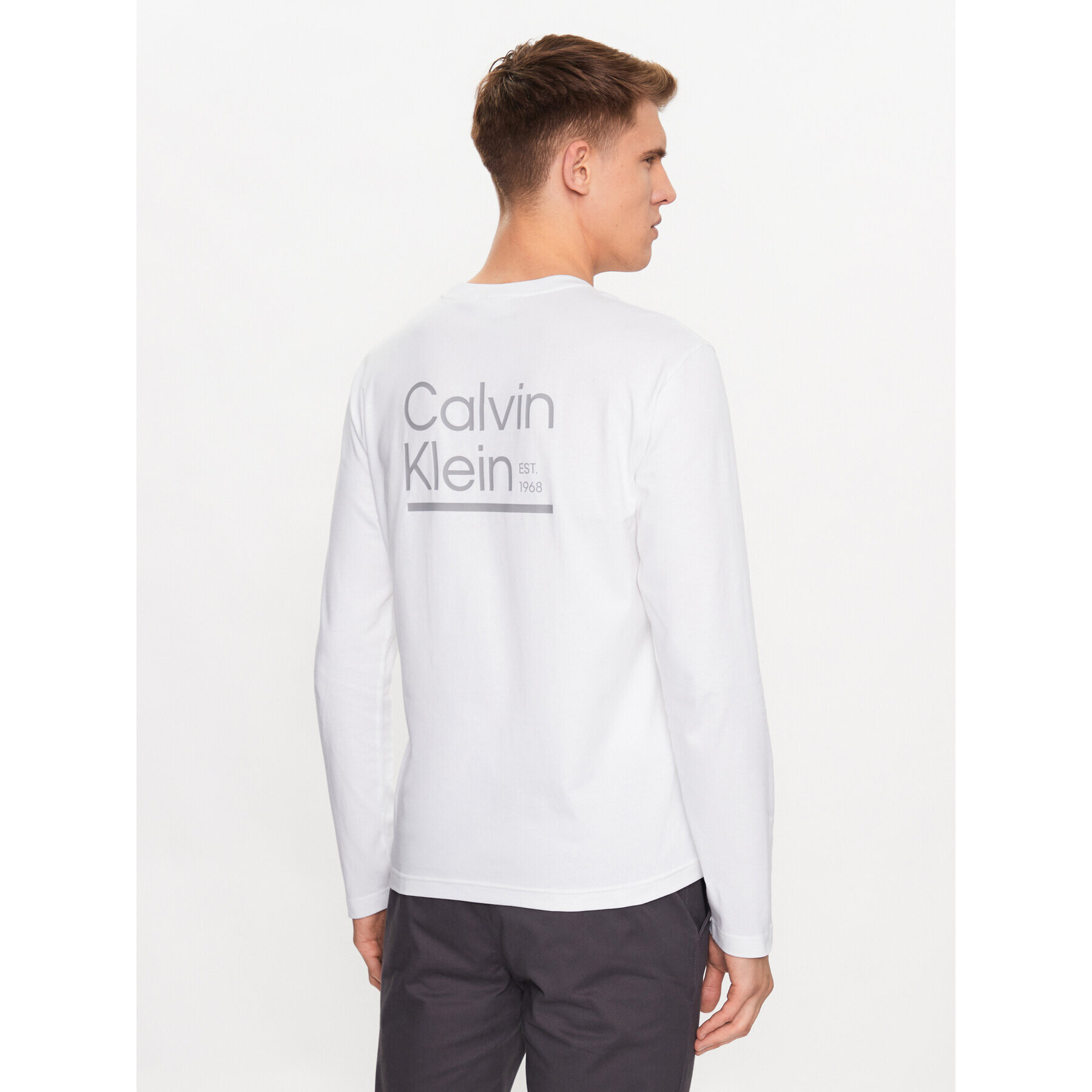 Calvin Klein Тениска с дълъг ръкав K10K112157 Бял Regular Fit - Pepit.bg