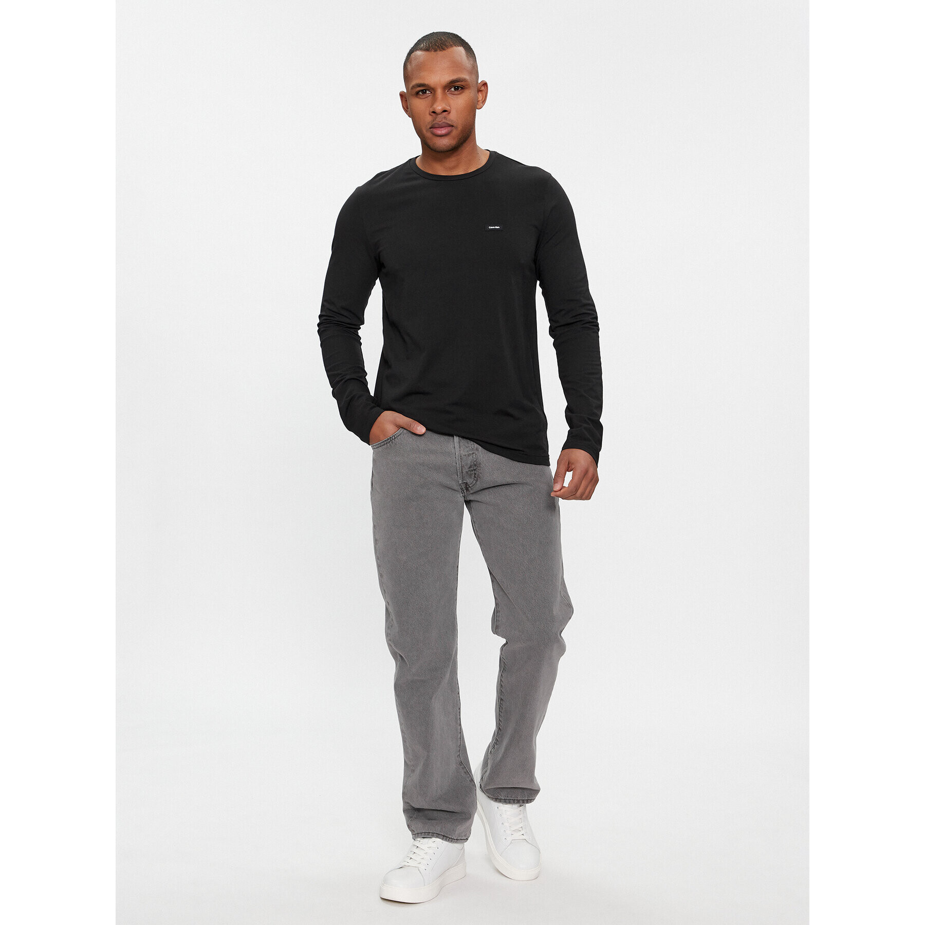 Calvin Klein Тениска с дълъг ръкав K10K112725 Черен Slim Fit - Pepit.bg