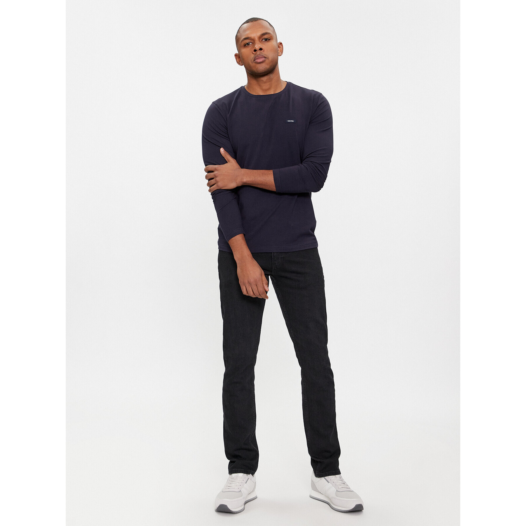 Calvin Klein Тениска с дълъг ръкав K10K112725 Тъмносин Slim Fit - Pepit.bg