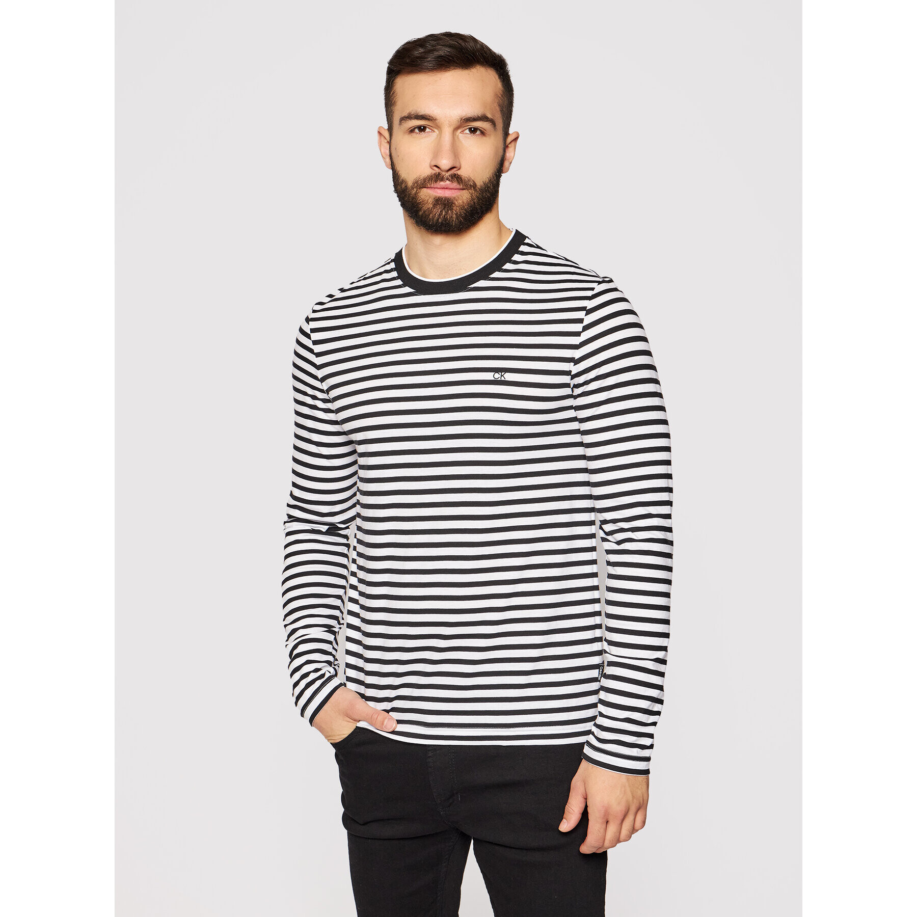 Calvin Klein Тениска с дълъг ръкав Liquid Touch Stripe K10K107280 Цветен Regular Fit - Pepit.bg