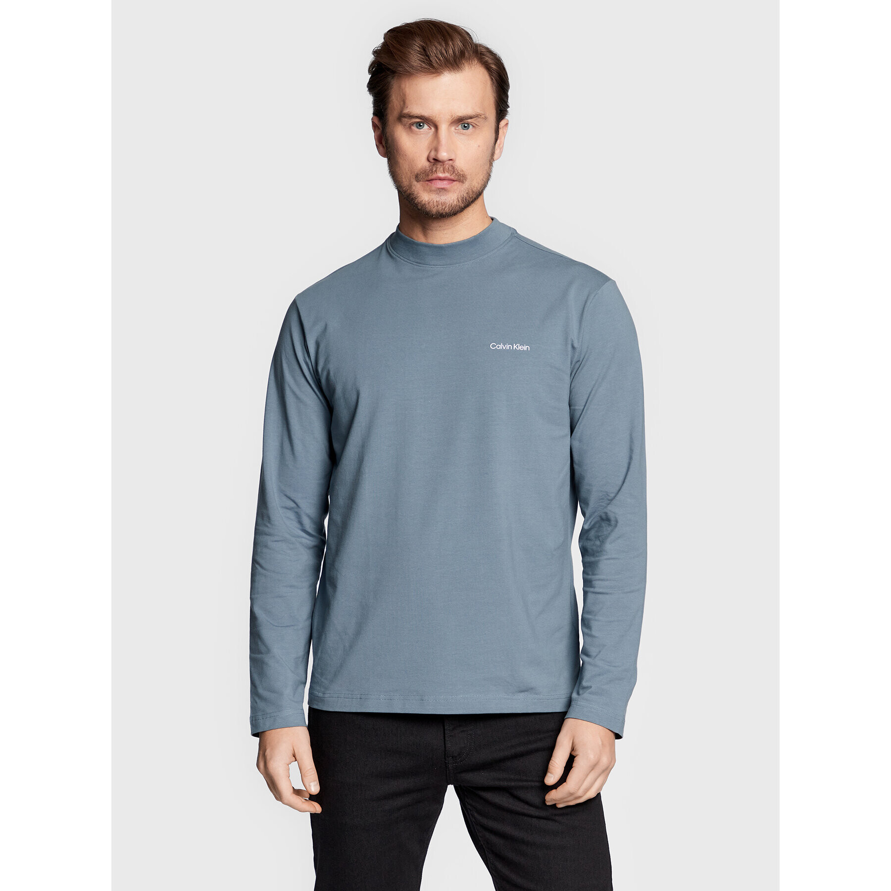 Calvin Klein Тениска с дълъг ръкав Micro Logo K10K110179 Син Regular Fit - Pepit.bg