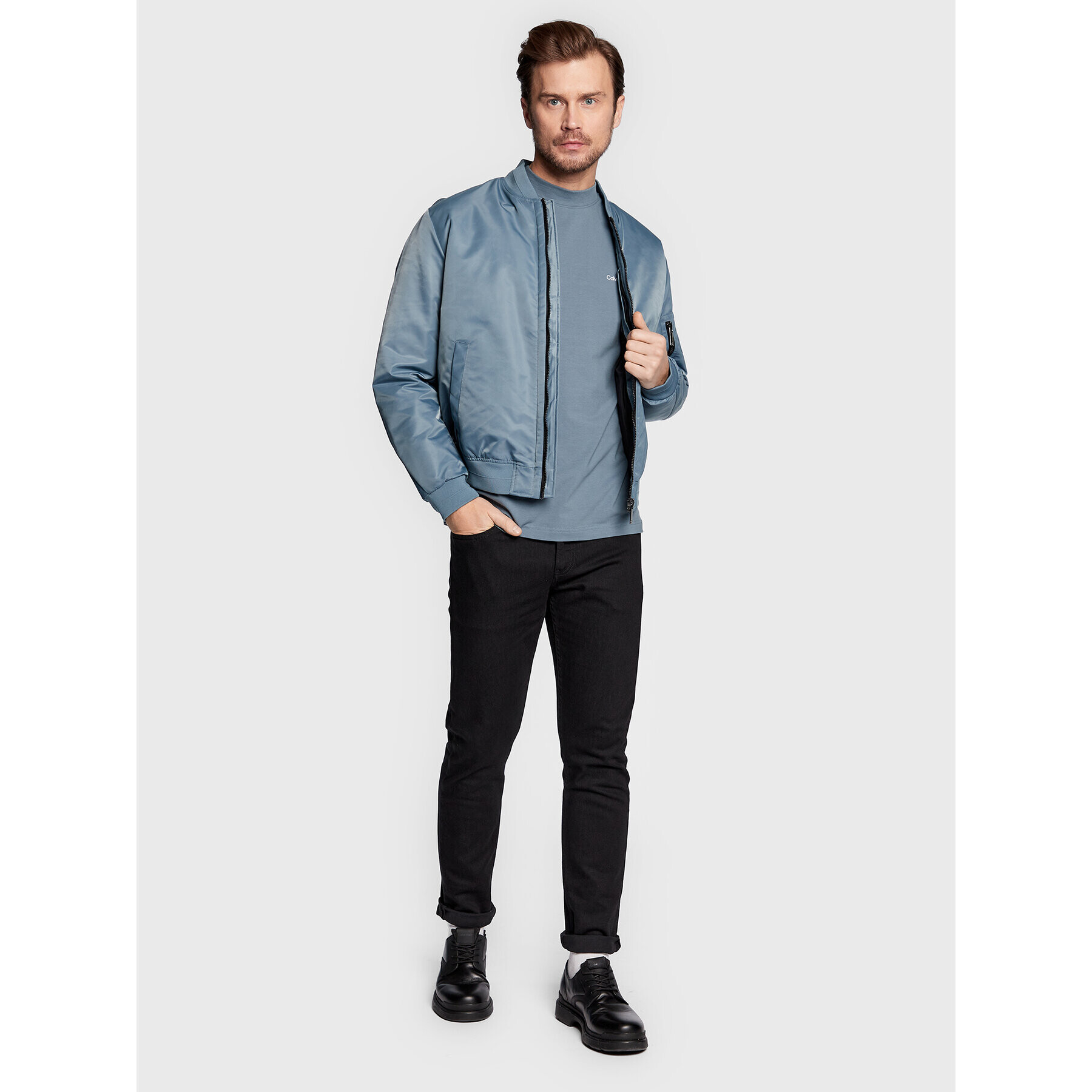Calvin Klein Тениска с дълъг ръкав Micro Logo K10K110179 Син Regular Fit - Pepit.bg