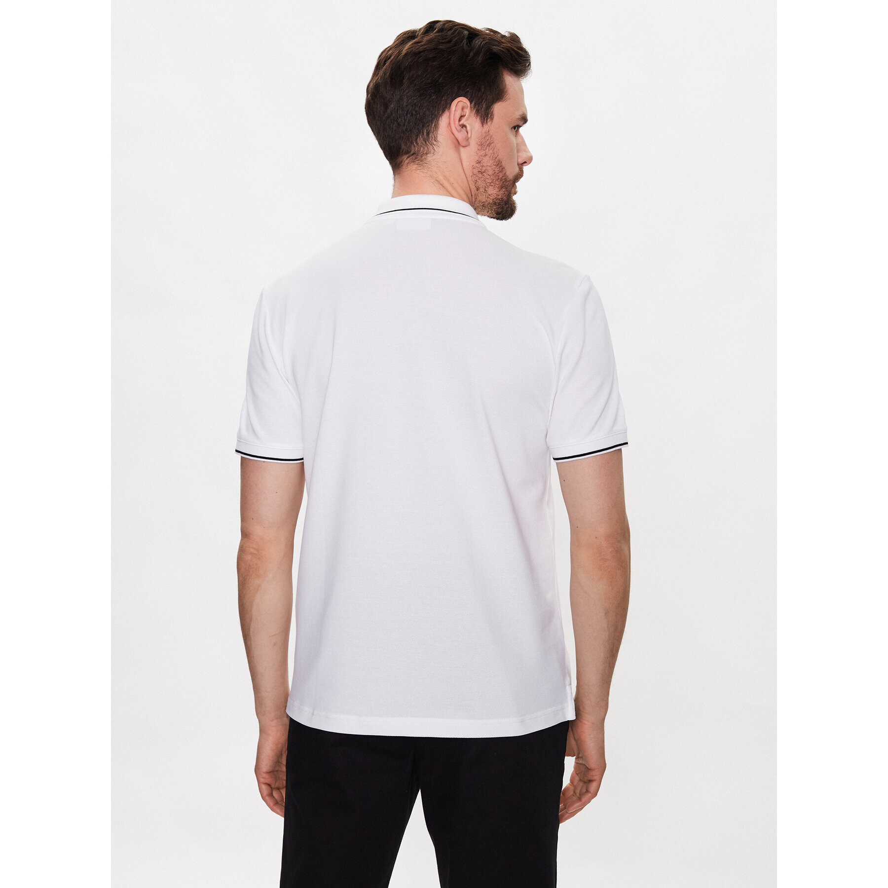 Calvin Klein Тениска с яка и копчета K10K110596 Бял Slim Fit - Pepit.bg