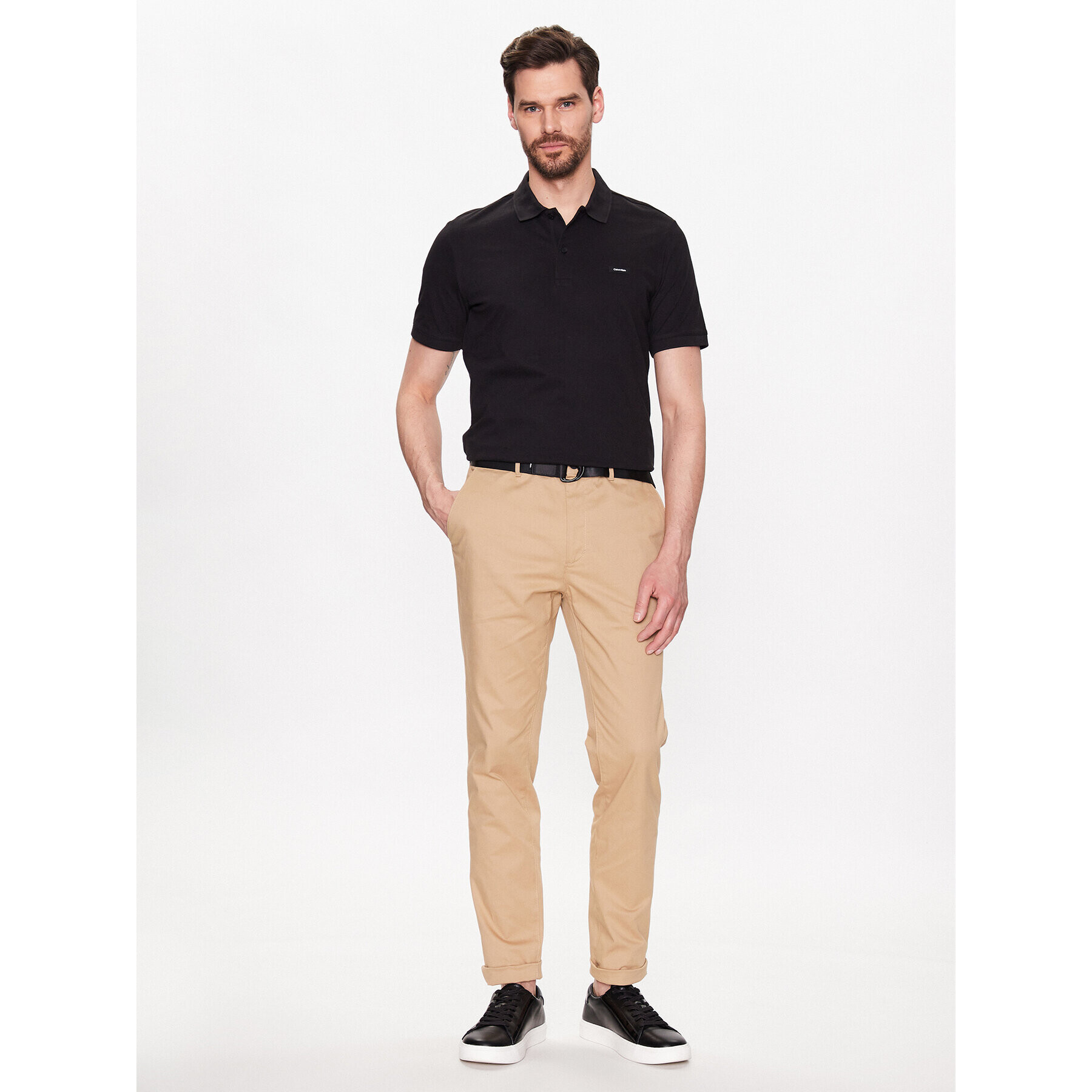 Calvin Klein Тениска с яка и копчета K10K111196 Черен Slim Fit - Pepit.bg