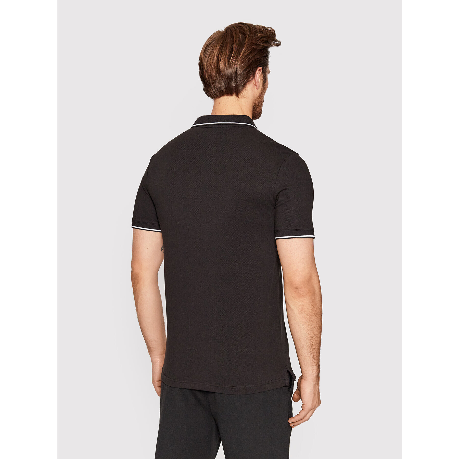 Calvin Klein Тениска с яка и копчета Pique Tipping K10K108728 Черен Slim Fit - Pepit.bg