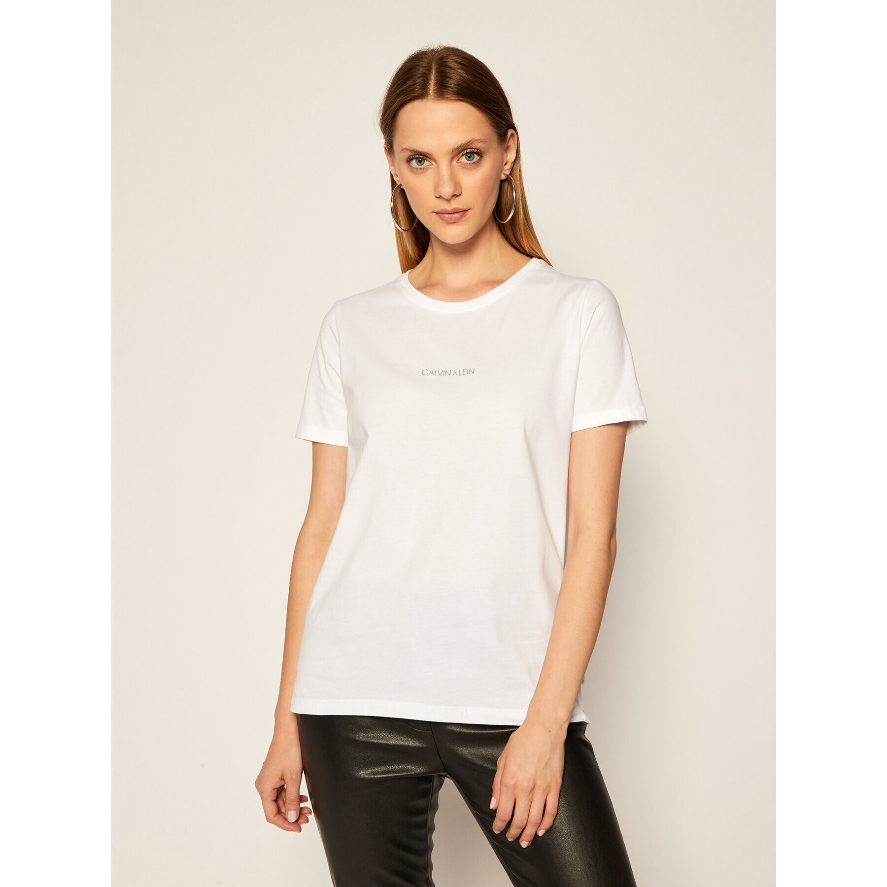 Calvin Klein Тишърт 3D Metallic Logo K20K202156 Бял Regular Fit - Pepit.bg