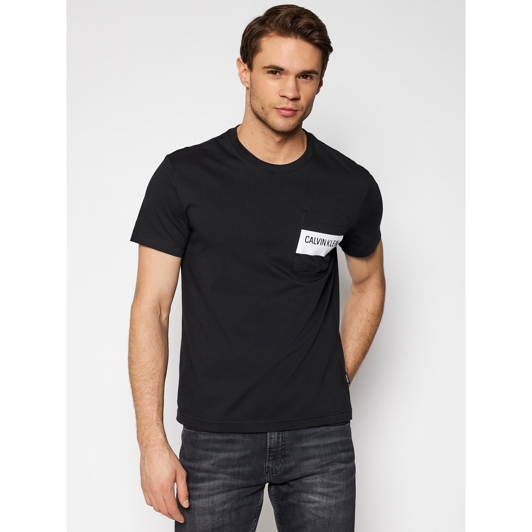 Calvin Klein Тишърт Bold Stripe Pocket K10K106531 Черен Regular Fit - Pepit.bg