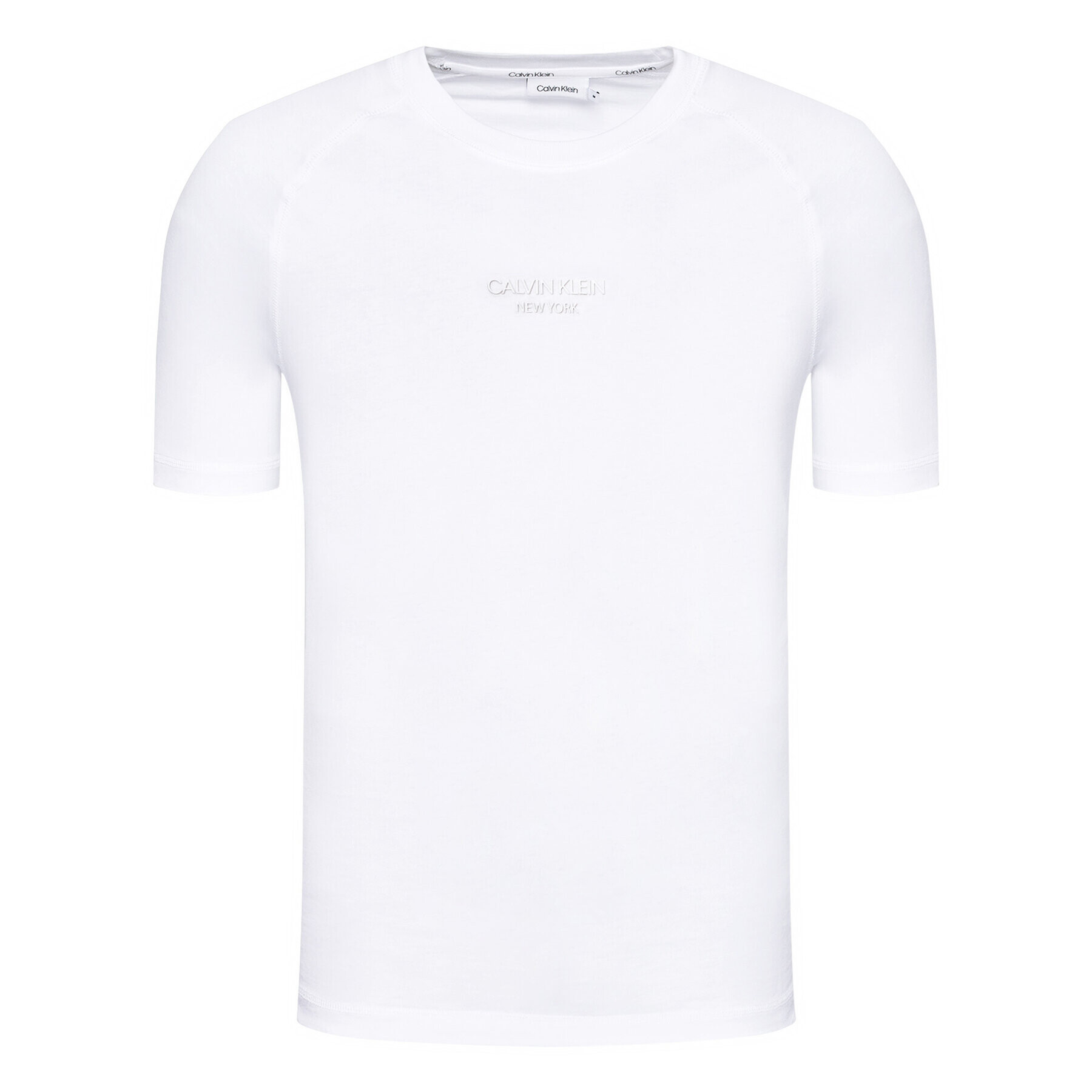 Calvin Klein Тишърт Center Logo Stretch K10K106498 Бял Regular Fit - Pepit.bg