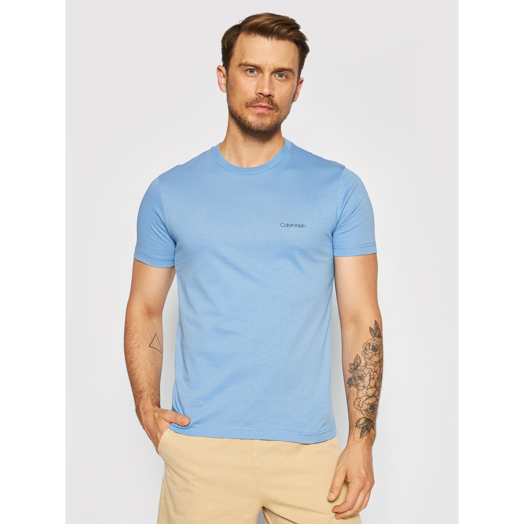 Calvin Klein Тишърт Chest Logo K10K103307 Син Regular Fit - Pepit.bg