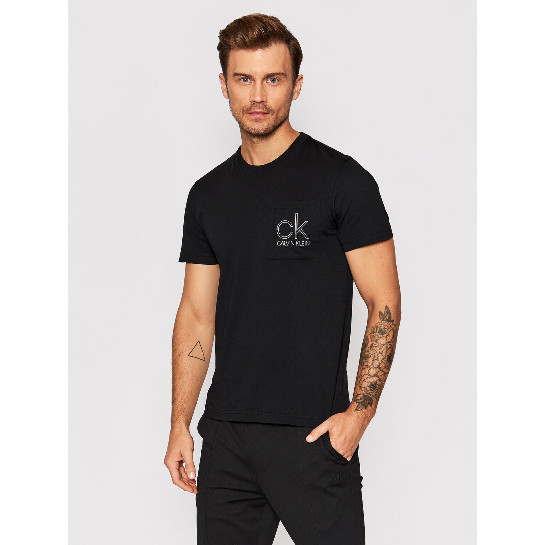 Calvin Klein Тишърт Chest Pocket K10K106709 Черен Regular Fit - Pepit.bg