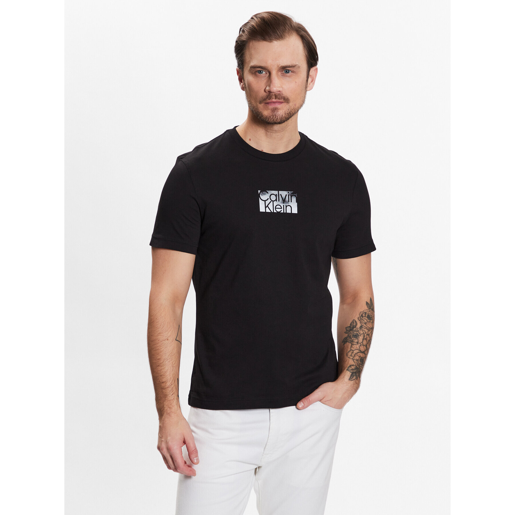 Calvin Klein Тишърт Cloud Logo T-Shirt K10K111119 Черен Regular Fit - Pepit.bg