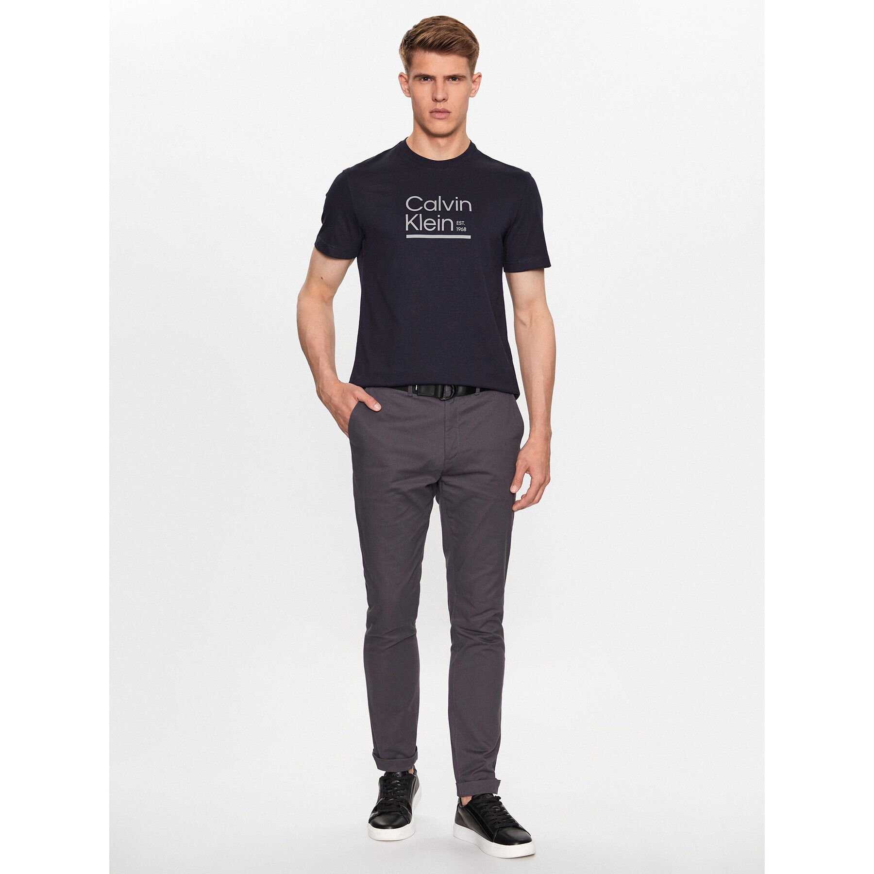 Calvin Klein Тишърт Contrast Line Logo K10K111538 Тъмносин Regular Fit - Pepit.bg