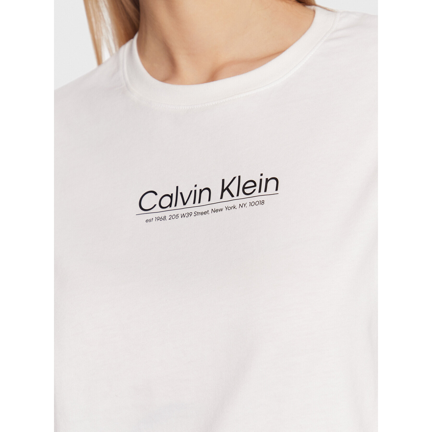 Calvin Klein Тишърт Coordinates Logo Graphic K20K204996 Бял Regular Fit - Pepit.bg