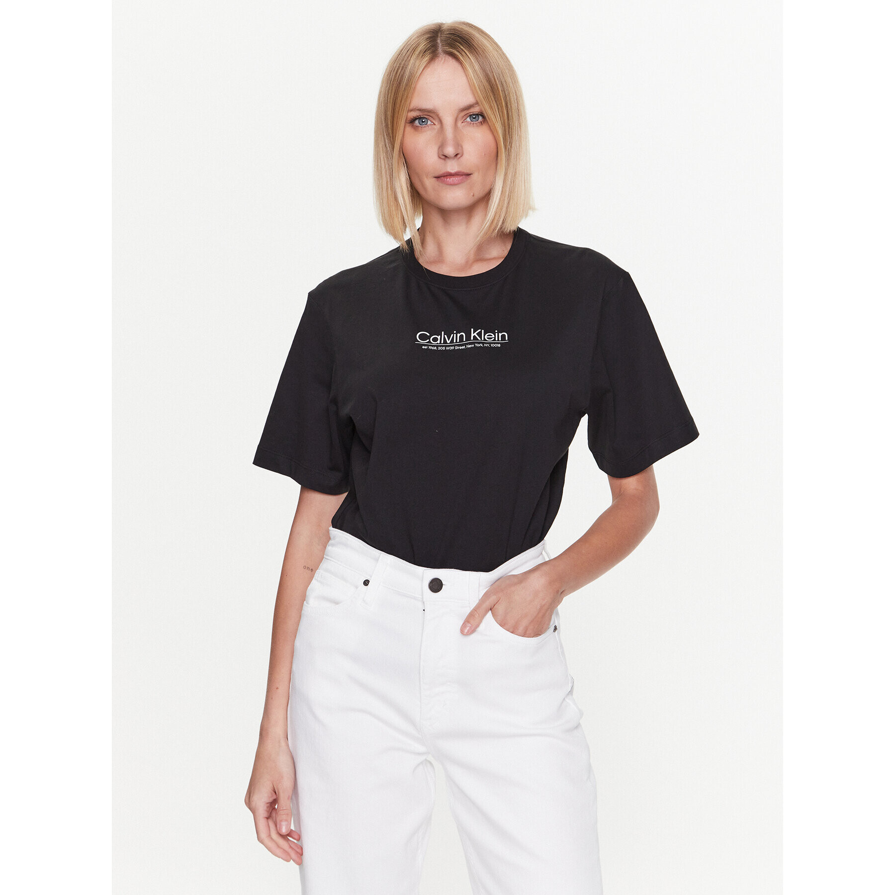 Calvin Klein Тишърт Coordinates Logo Graphic K20K204996 Черен Regular Fit - Pepit.bg