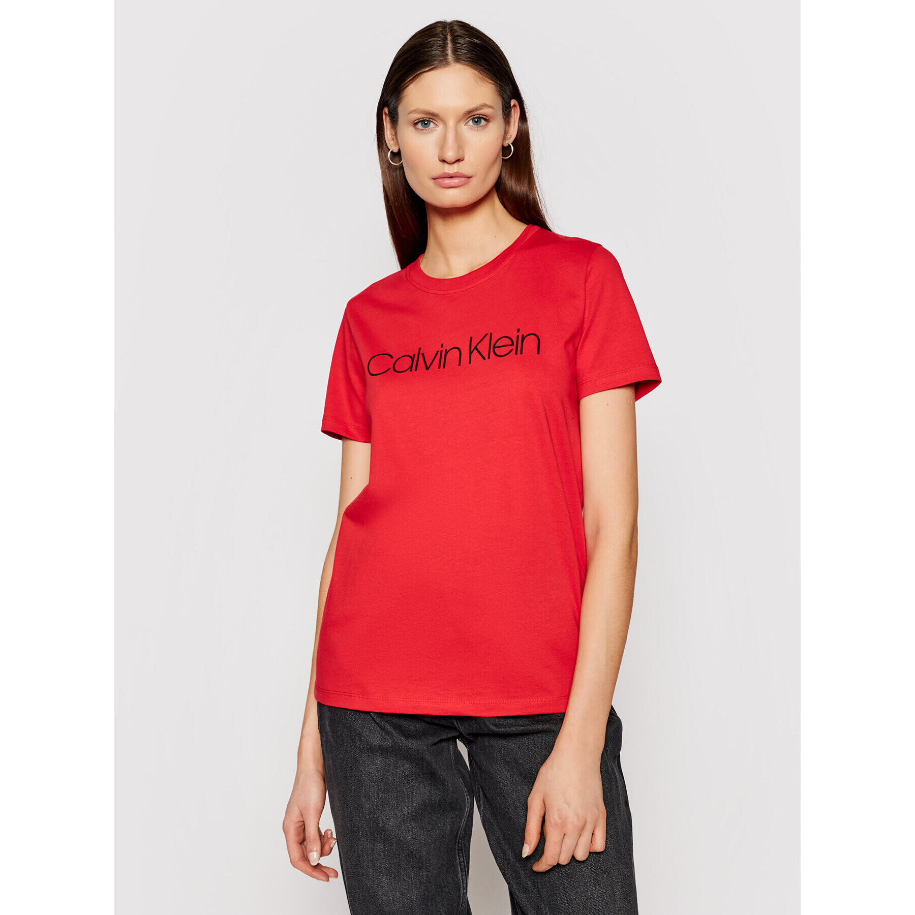 Calvin Klein Тишърт Core Logo K20K202018 Червен Regular Fit - Pepit.bg