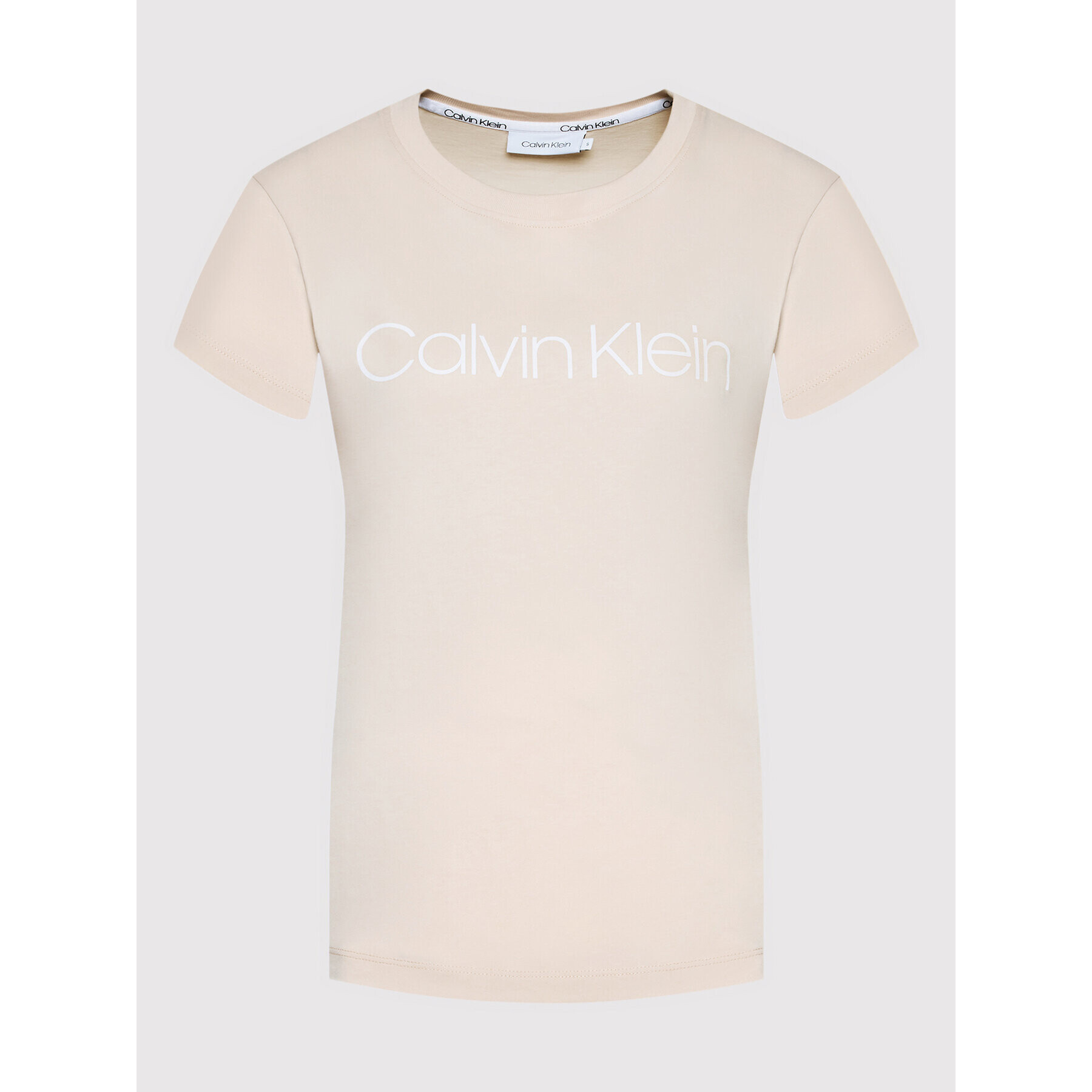 Calvin Klein Тишърт Core Logo K20K202142 Бежов Regular Fit - Pepit.bg