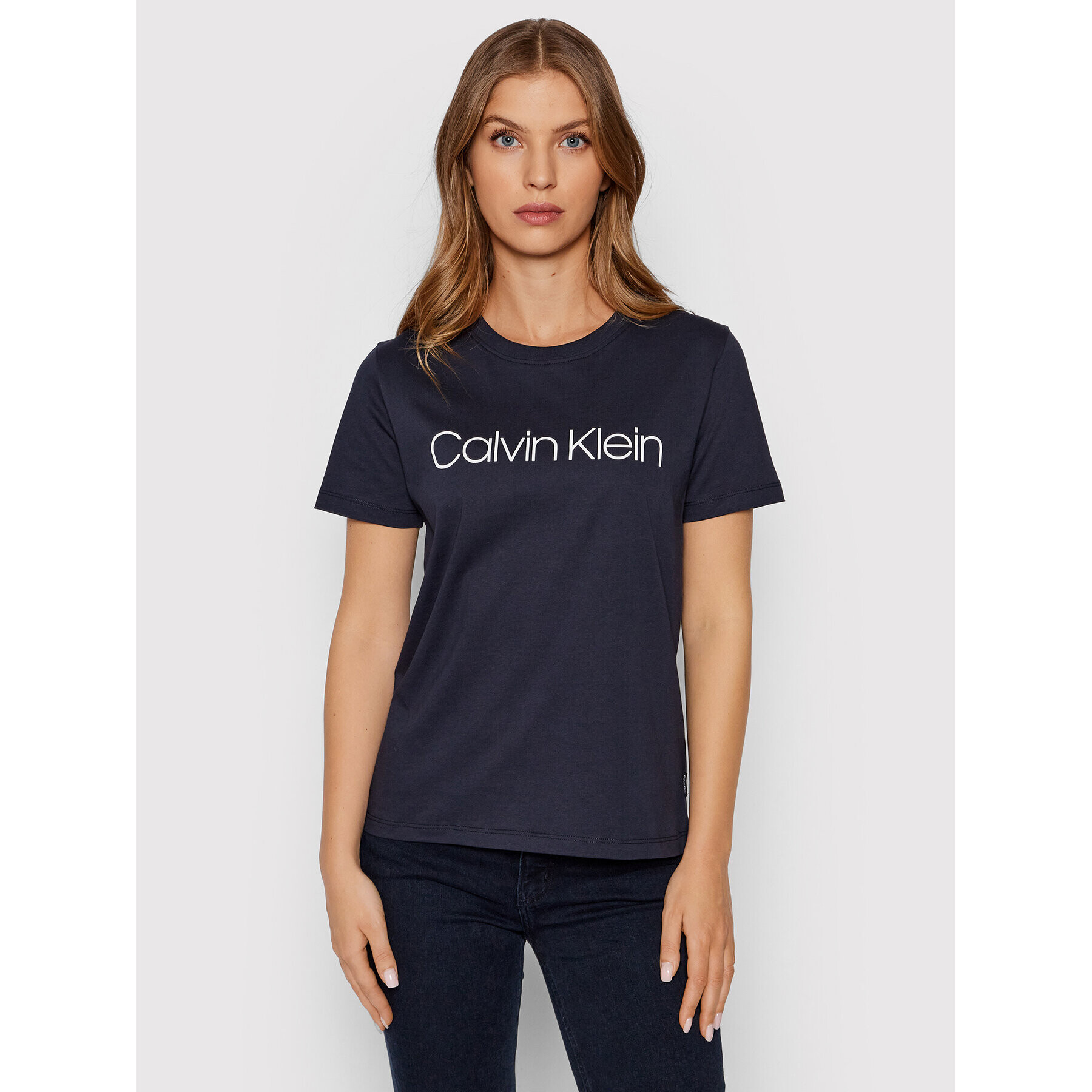 Calvin Klein Тишърт Core Logo K20K202142 Тъмносин Regular Fit - Pepit.bg