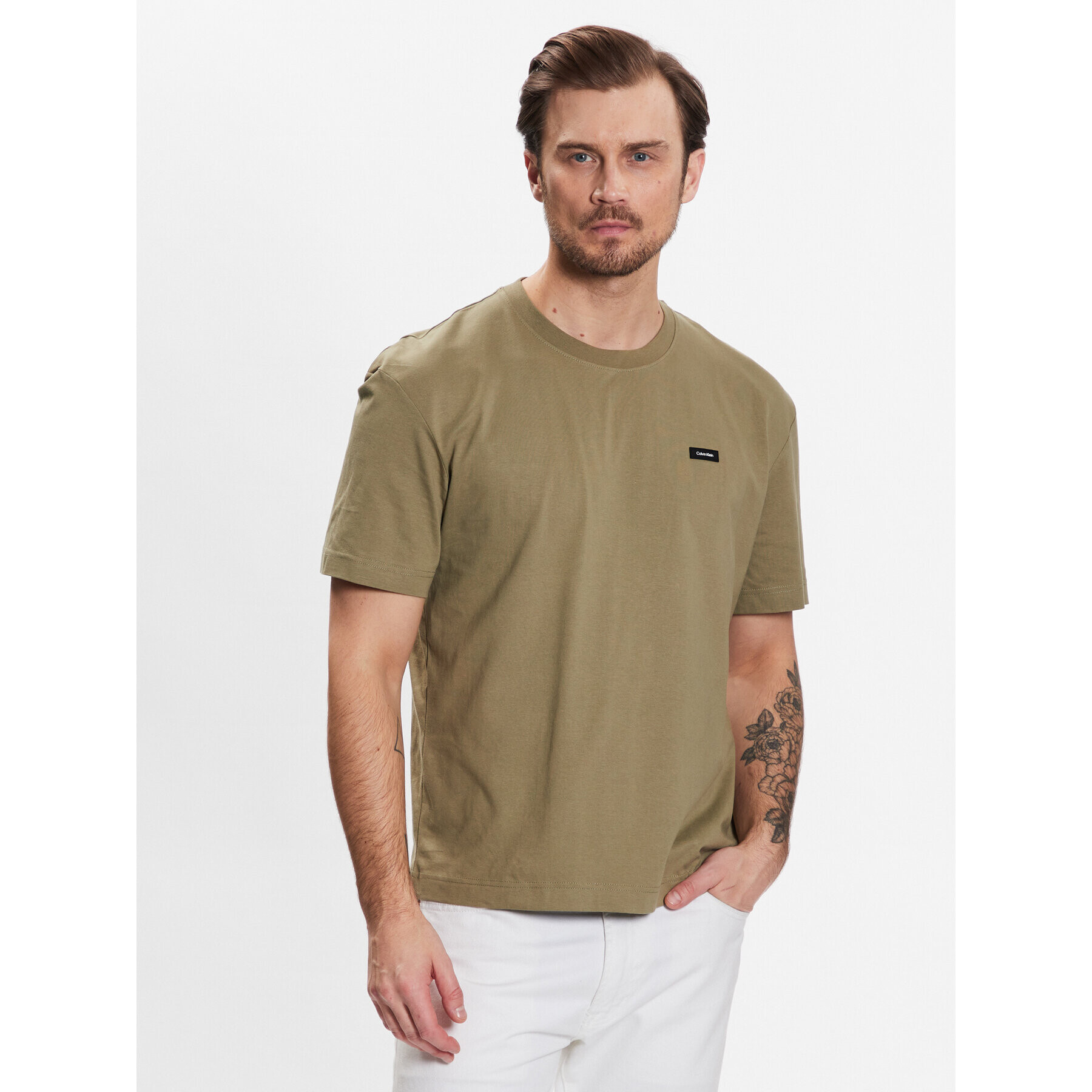 Calvin Klein Тишърт Cotton K10K110669 Зелен Relaxed Fit - Pepit.bg