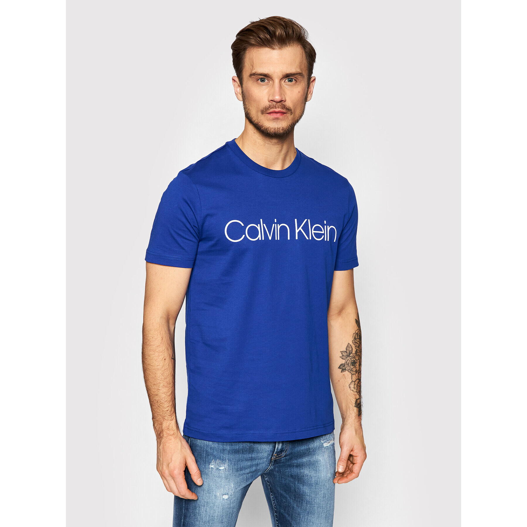 Calvin Klein Тишърт Front Logo K10K103078 Син Regular Fit - Pepit.bg