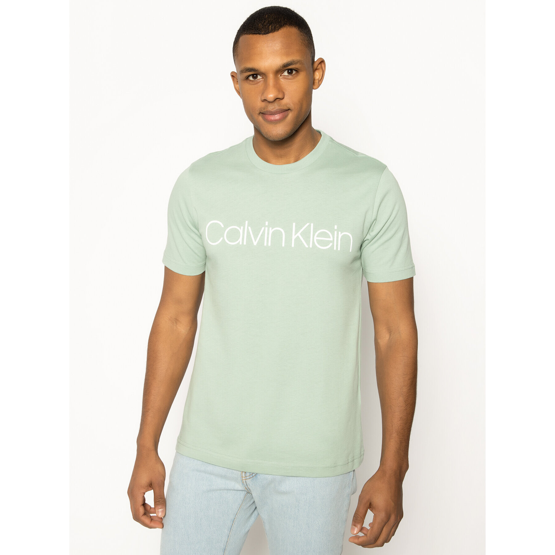 Calvin Klein Тишърт Front Logo K10K103078 Зелен Regular Fit - Pepit.bg