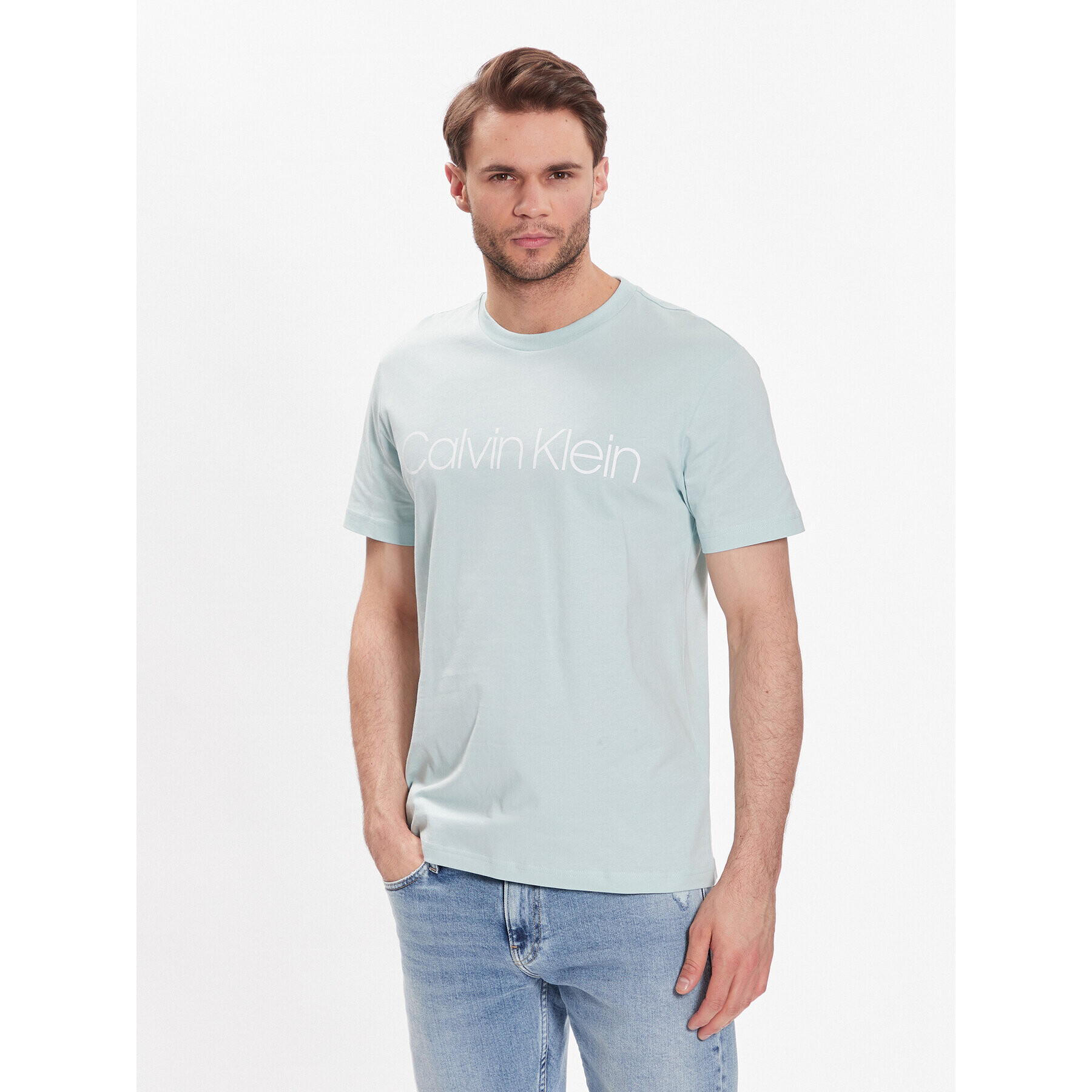 Calvin Klein Тишърт Front Logo K10K103078 Зелен Regular Fit - Pepit.bg