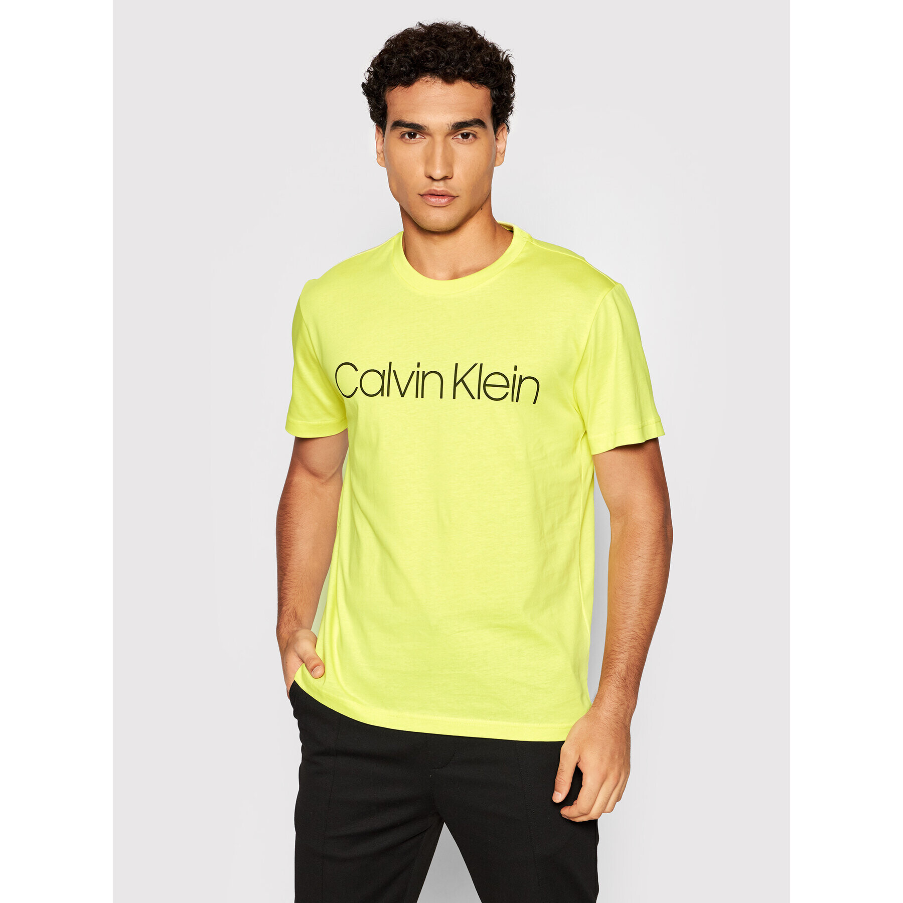 Calvin Klein Тишърт Front Logo K10K103078 Жълт Regular Fit - Pepit.bg