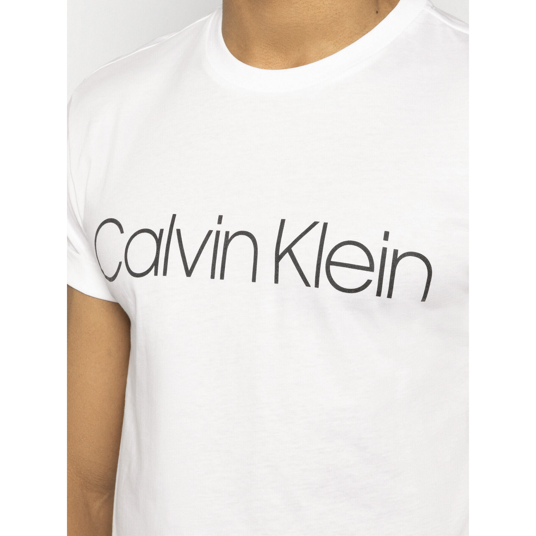 Calvin Klein Тишърт Front Logo K10K104063 Бял Regular Fit - Pepit.bg