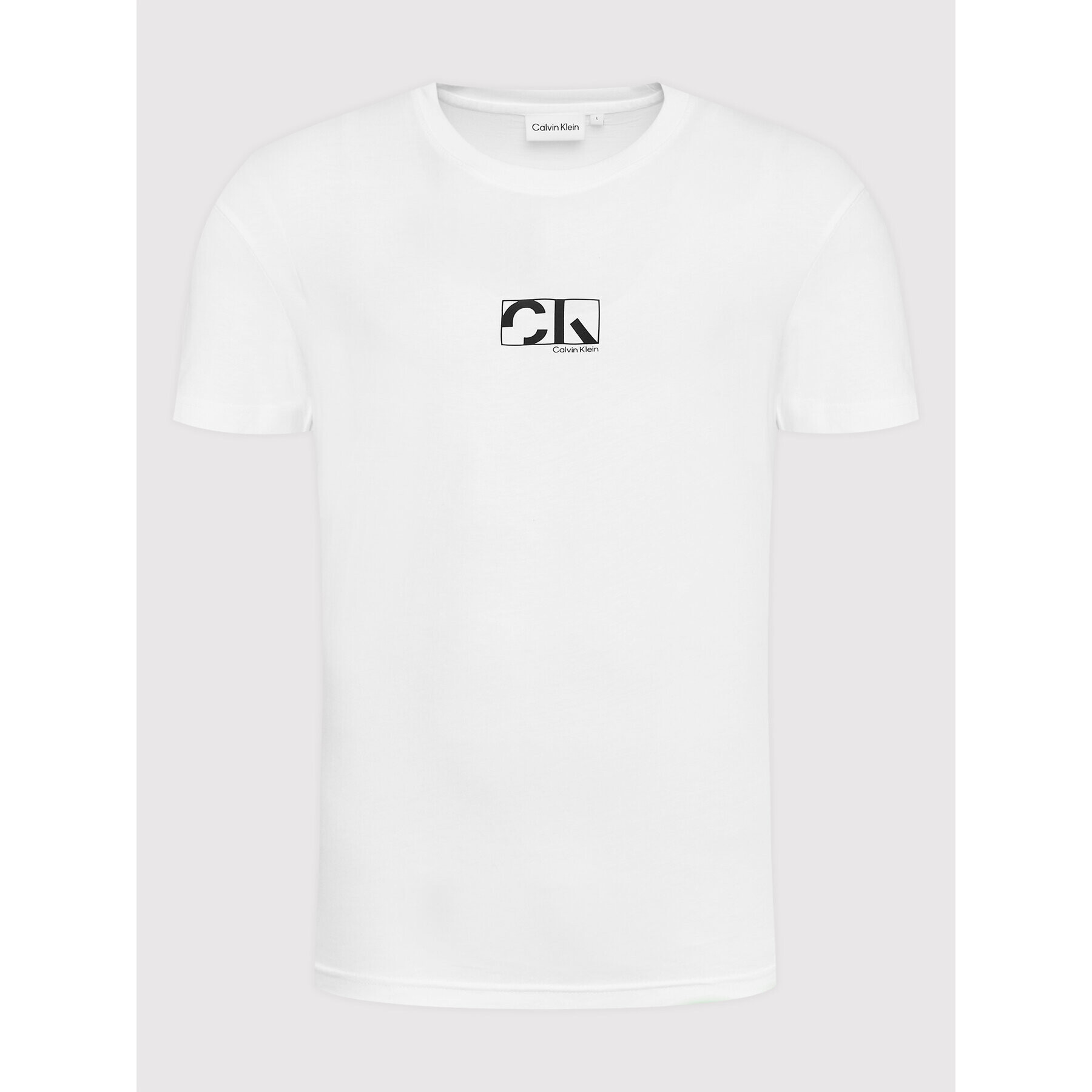 Calvin Klein Тишърт Graphic Box Logo K10K109799 Бял Regular Fit - Pepit.bg