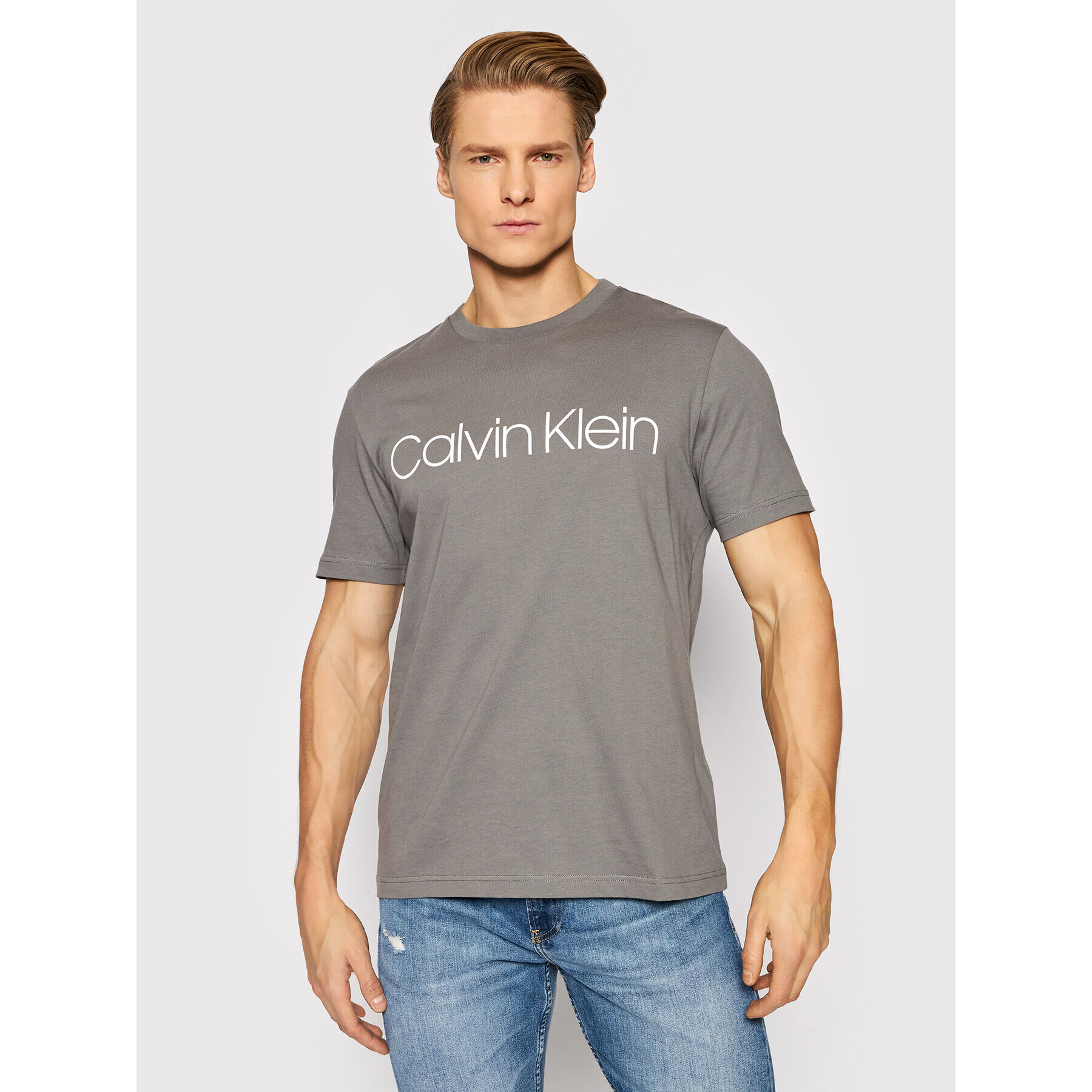 Calvin Klein Тишърт K10K103078 Сив Regular Fit - Pepit.bg
