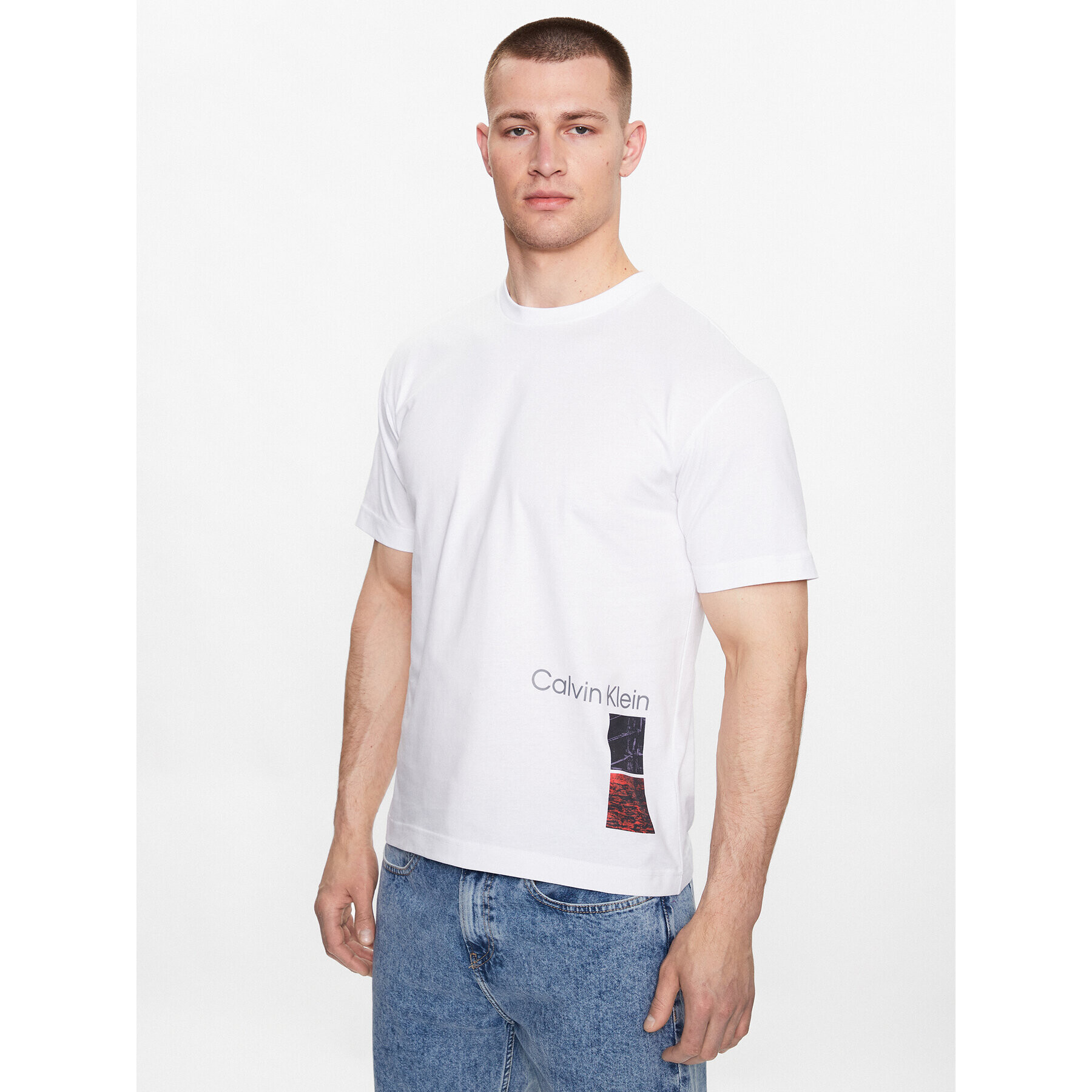 Calvin Klein Тишърт K10K111527 Бял Regular Fit - Pepit.bg