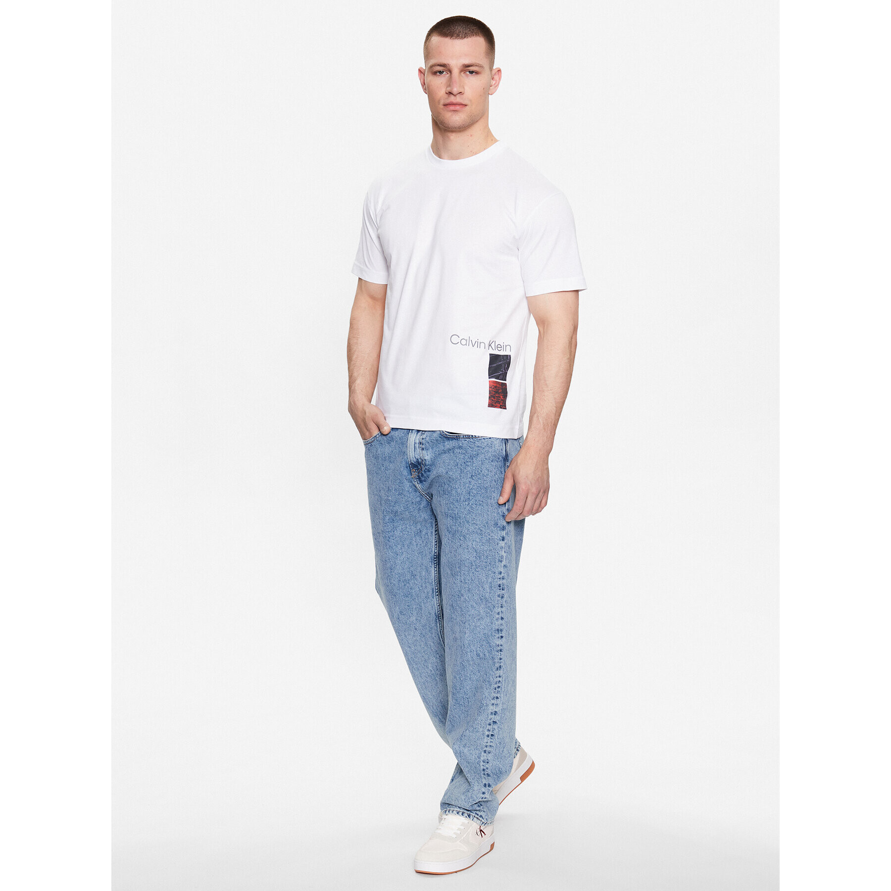 Calvin Klein Тишърт K10K111527 Бял Regular Fit - Pepit.bg