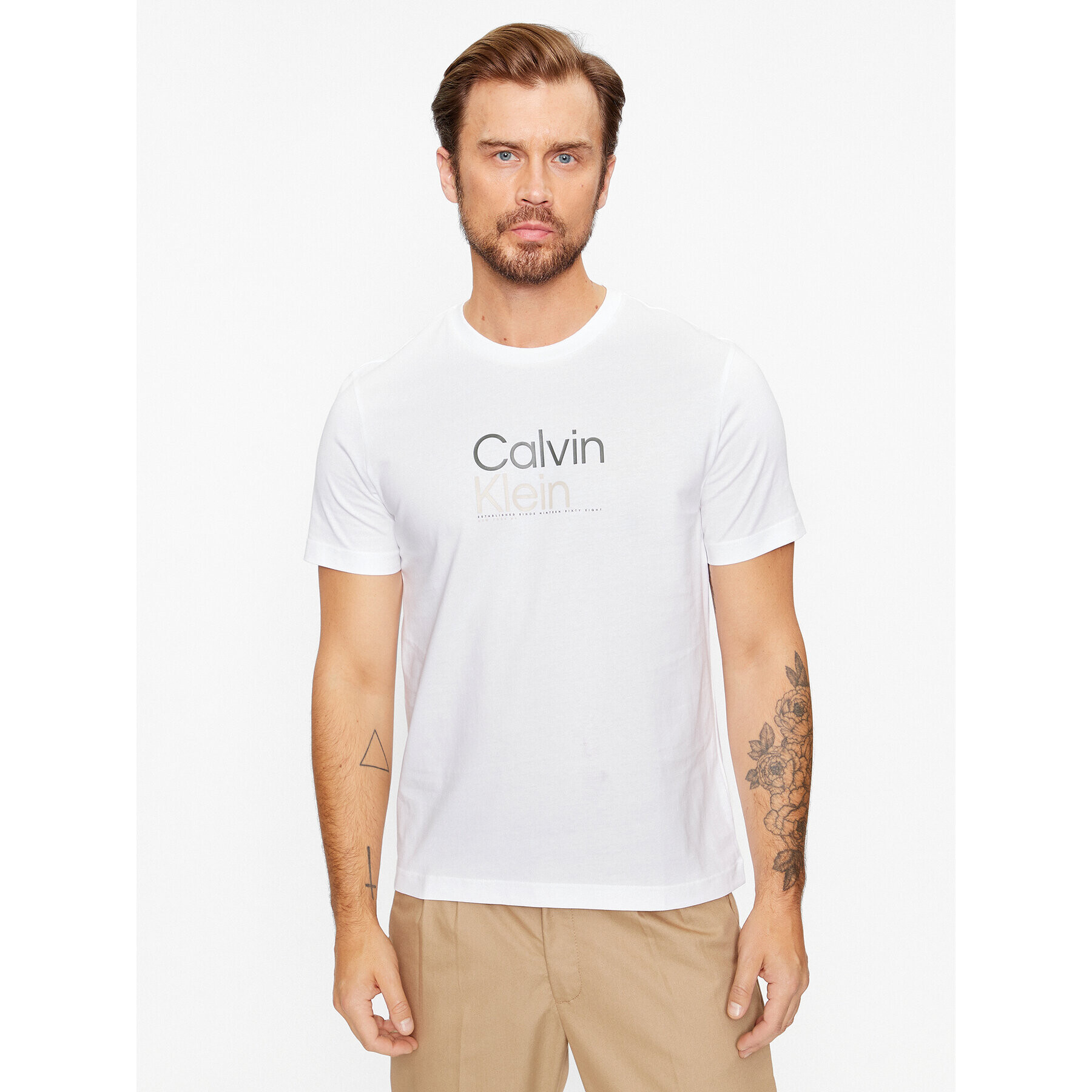 Calvin Klein Тишърт K10K111841 Бял Regular Fit - Pepit.bg