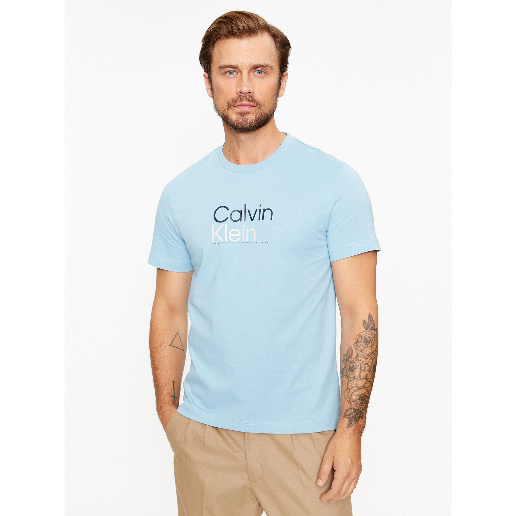 Calvin Klein Тишърт K10K111841 Син Regular Fit - Pepit.bg