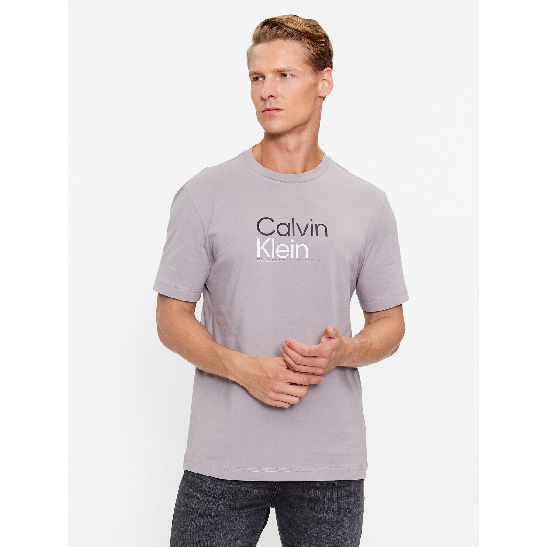 Calvin Klein Тишърт K10K111841 Сив Regular Fit - Pepit.bg