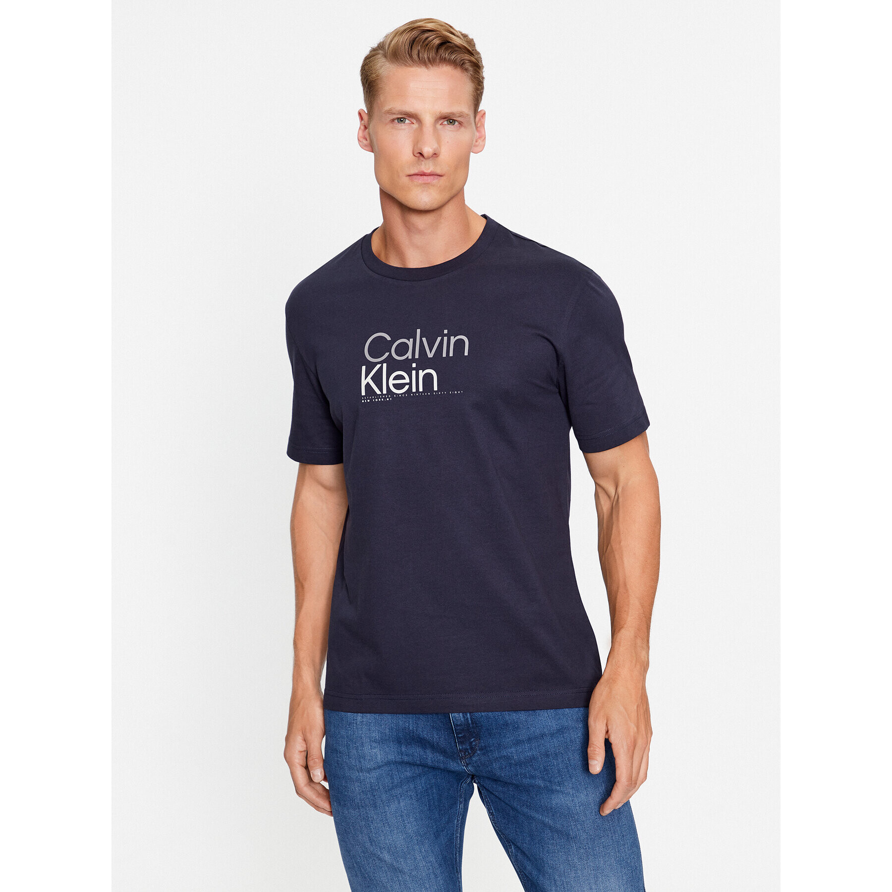 Calvin Klein Тишърт K10K111841 Тъмносин Regular Fit - Pepit.bg