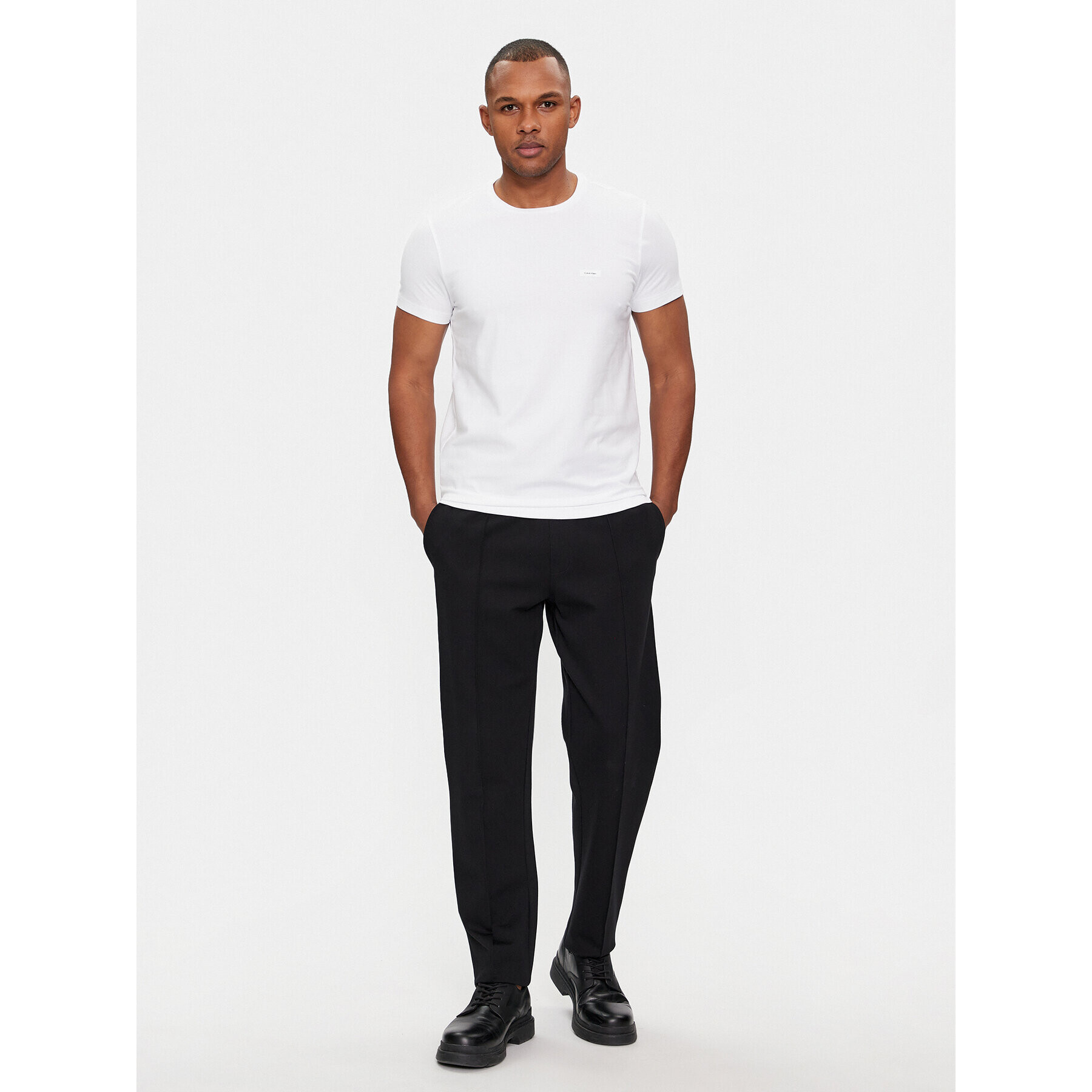 Calvin Klein Тишърт K10K112724 Бял Slim Fit - Pepit.bg