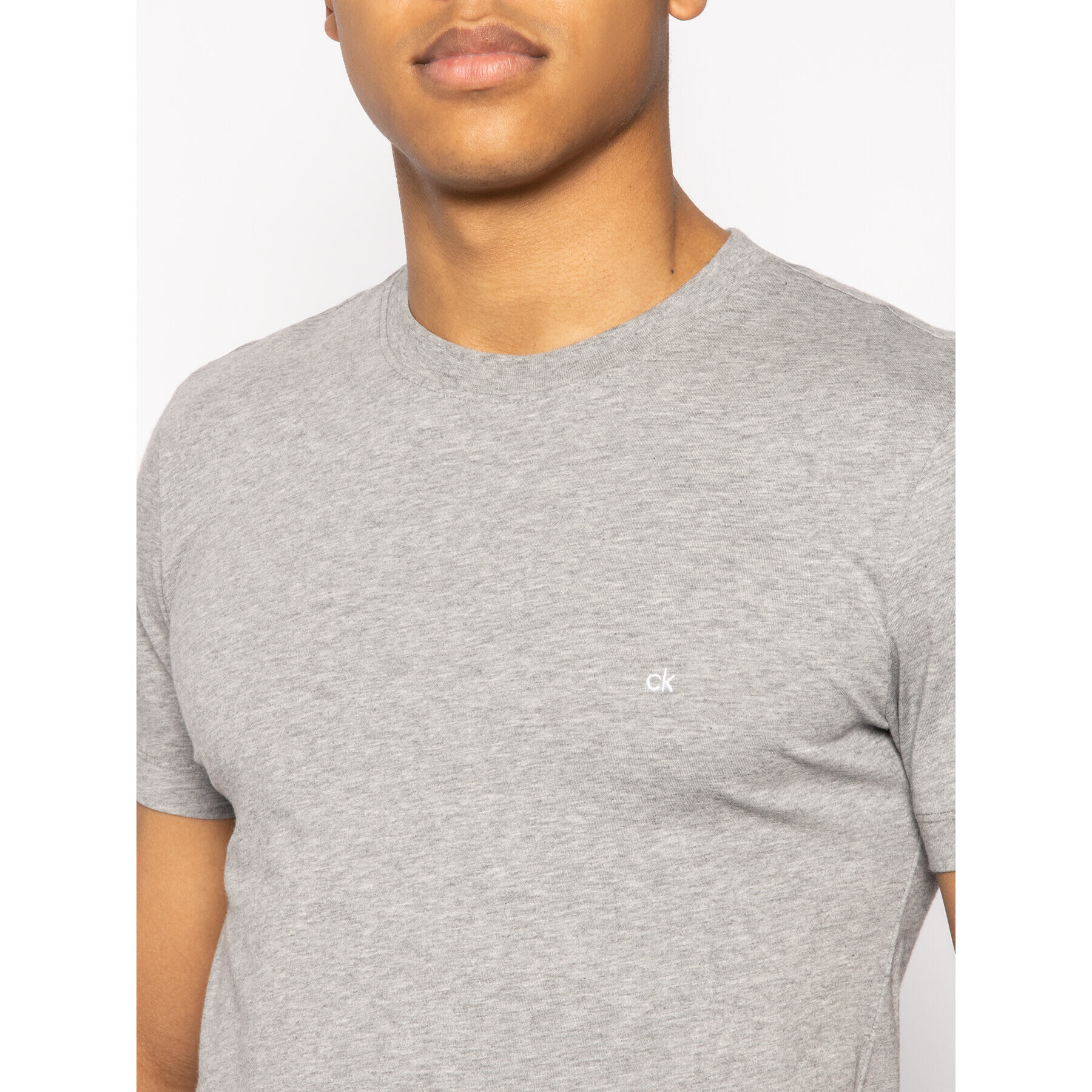 Calvin Klein Тишърт Logo Embroidery K10K104061 Сив Regular Fit - Pepit.bg