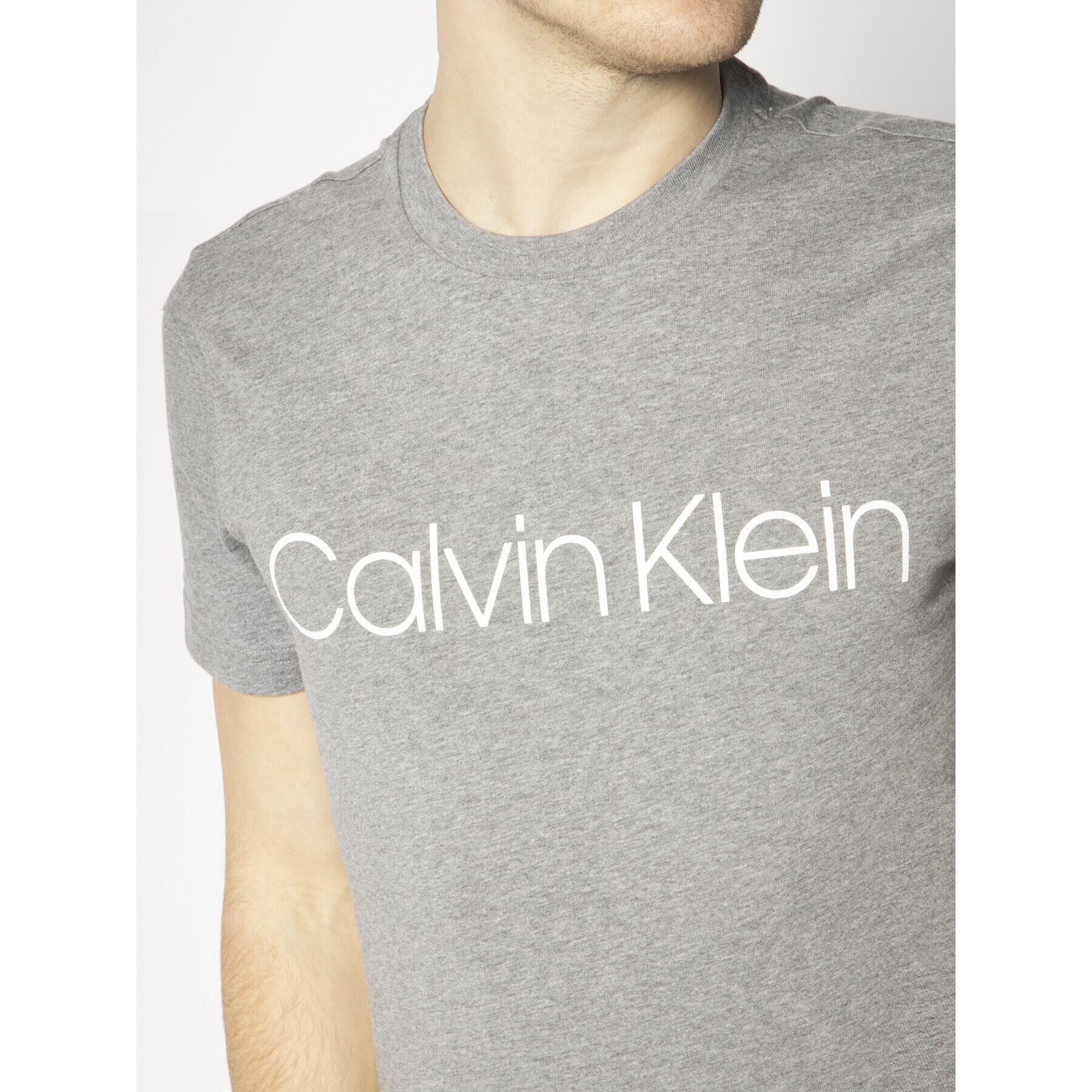 Calvin Klein Тишърт Logo K10K104063 Сив Regular Fit - Pepit.bg