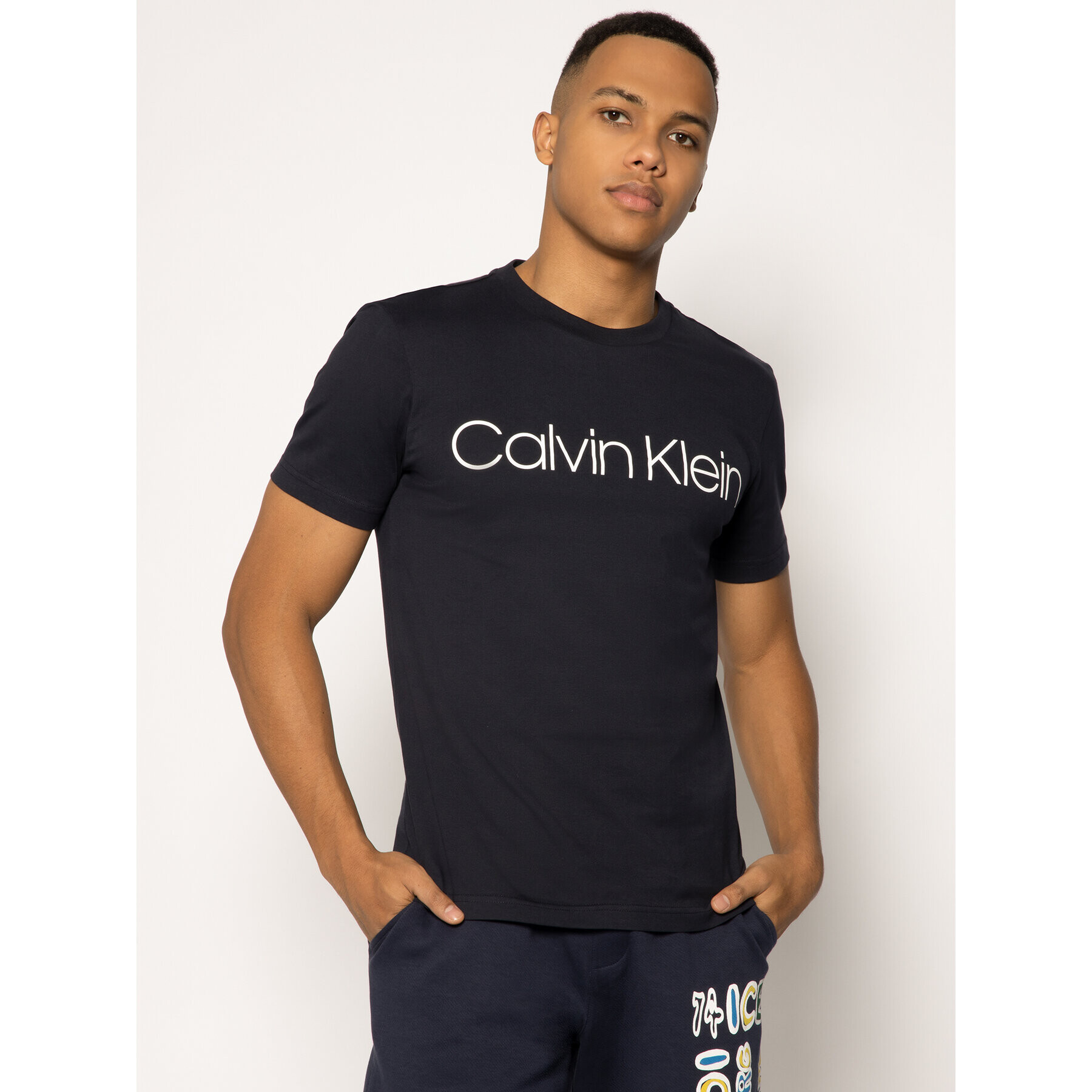 Calvin Klein Тишърт Logo K10K104063 Тъмносин Regular Fit - Pepit.bg