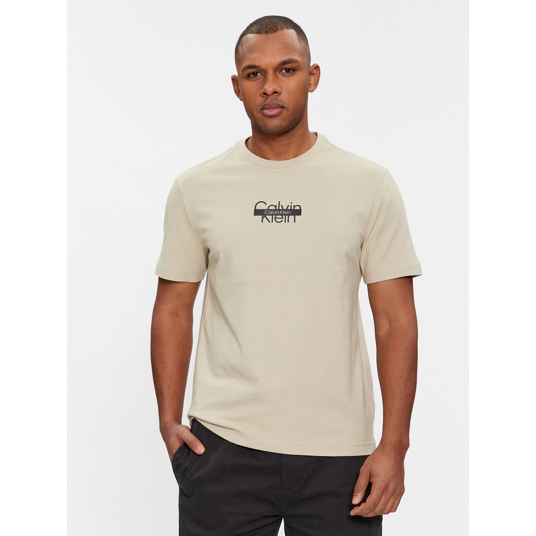 Calvin Klein Тишърт Logo K10K112395 Бежов Regular Fit - Pepit.bg