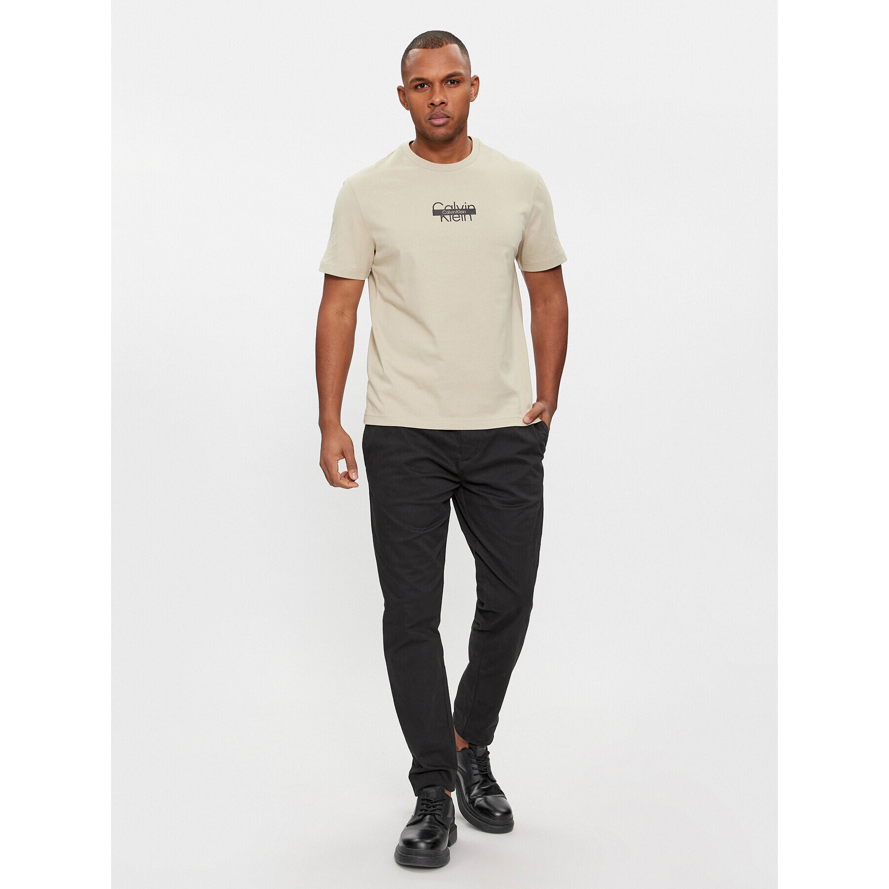 Calvin Klein Тишърт Logo K10K112395 Бежов Regular Fit - Pepit.bg
