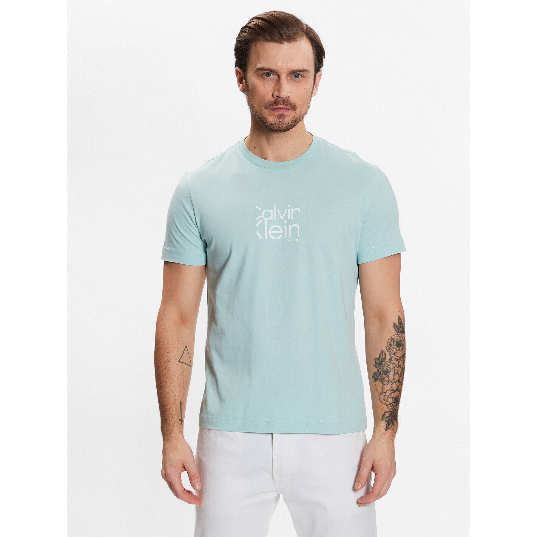 Calvin Klein Тишърт Matte Front Logo T-Shirt K10K111122 Син Regular Fit - Pepit.bg