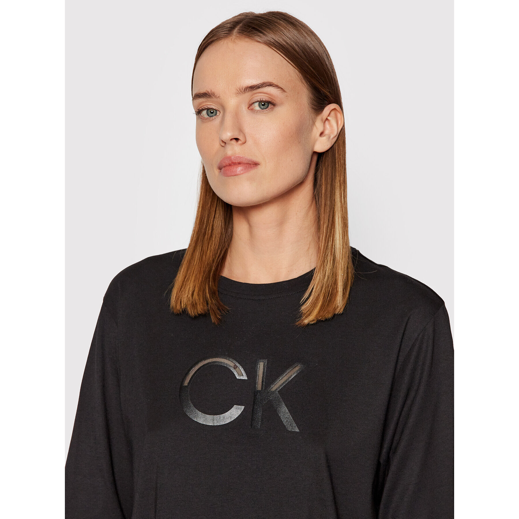 Calvin Klein Тишърт Mesh Logo K20K203752 Черен Relaxed Fit - Pepit.bg