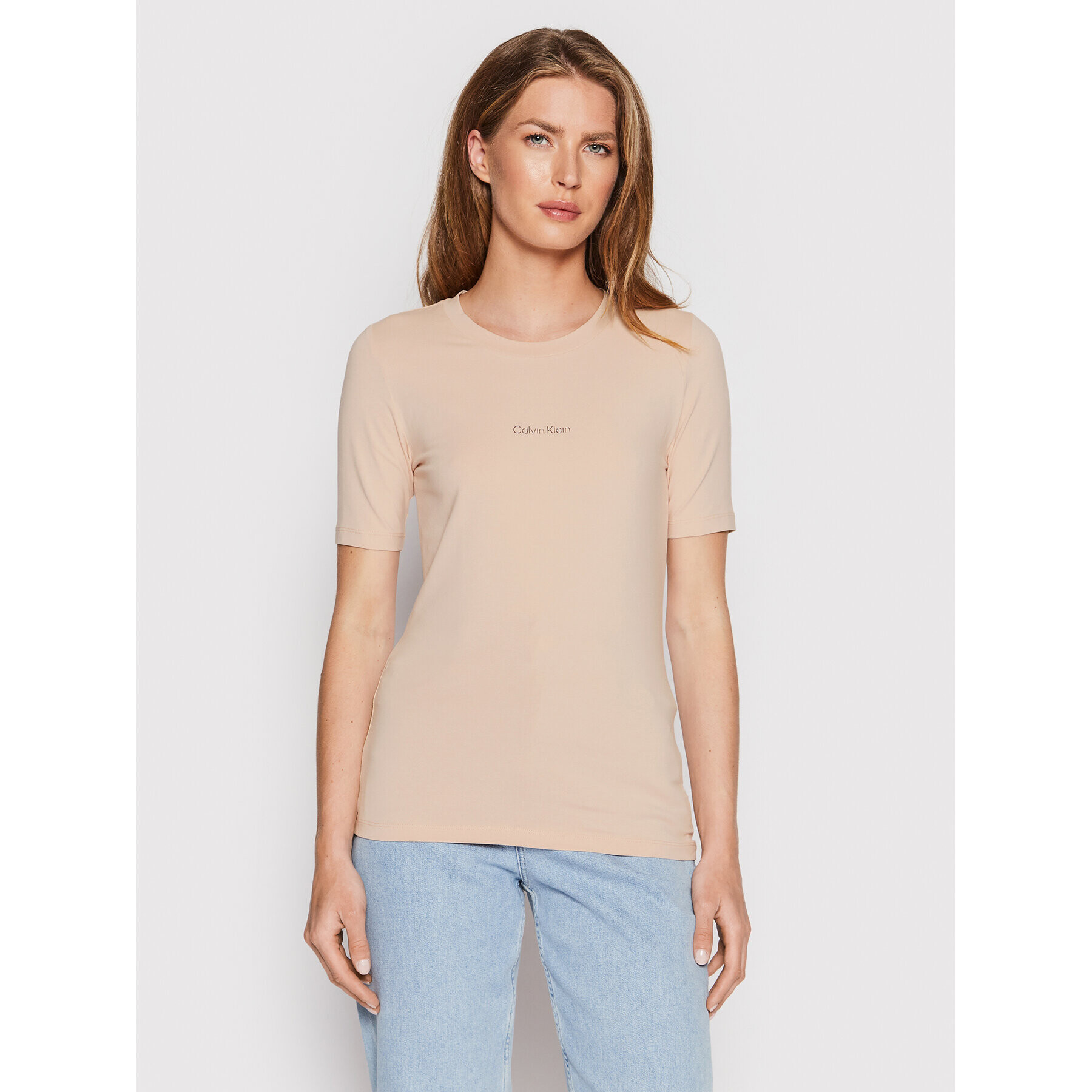 Calvin Klein Тишърт Metallic Micro Logo K20K203754 Розов Regular Fit - Pepit.bg