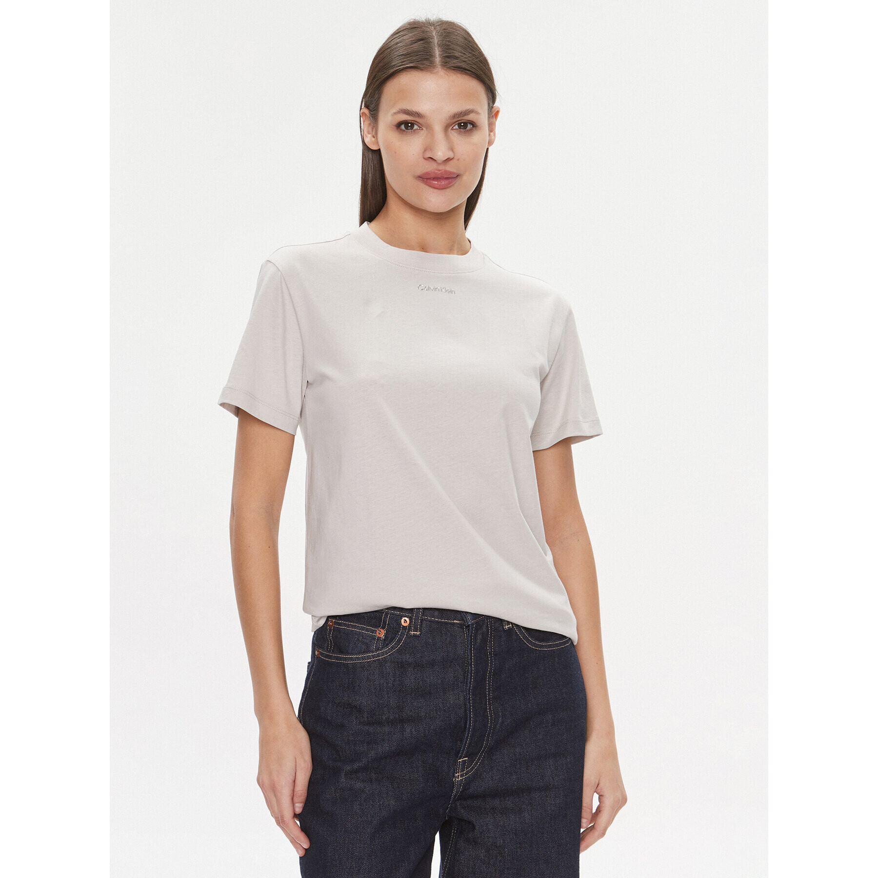 Calvin Klein Тишърт Metallic Micro Logo T Shirt K20K206967 Бежов Regular Fit - Pepit.bg