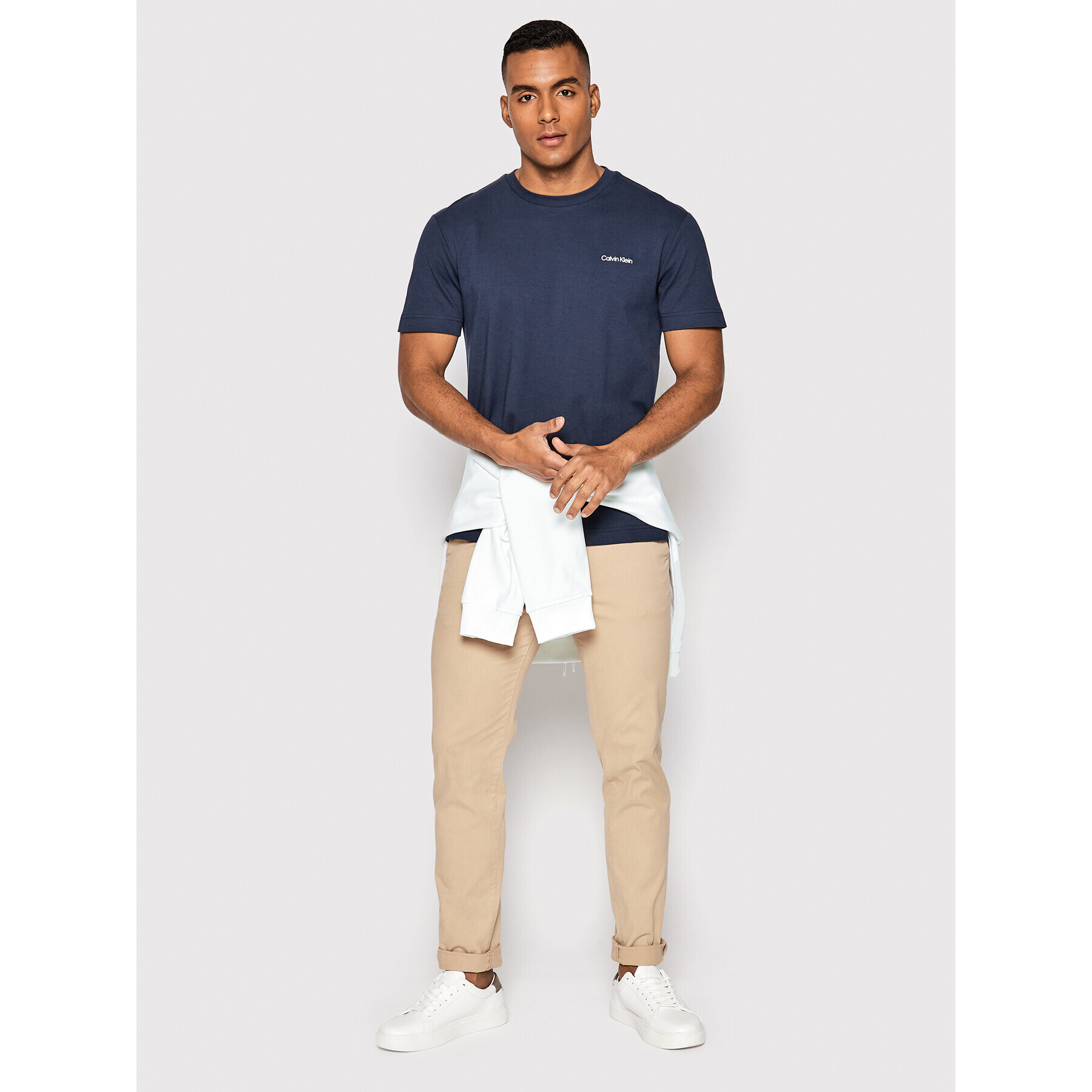Calvin Klein Тишърт Micro Logo Interlock K10K109894 Тъмносин Regular Fit - Pepit.bg