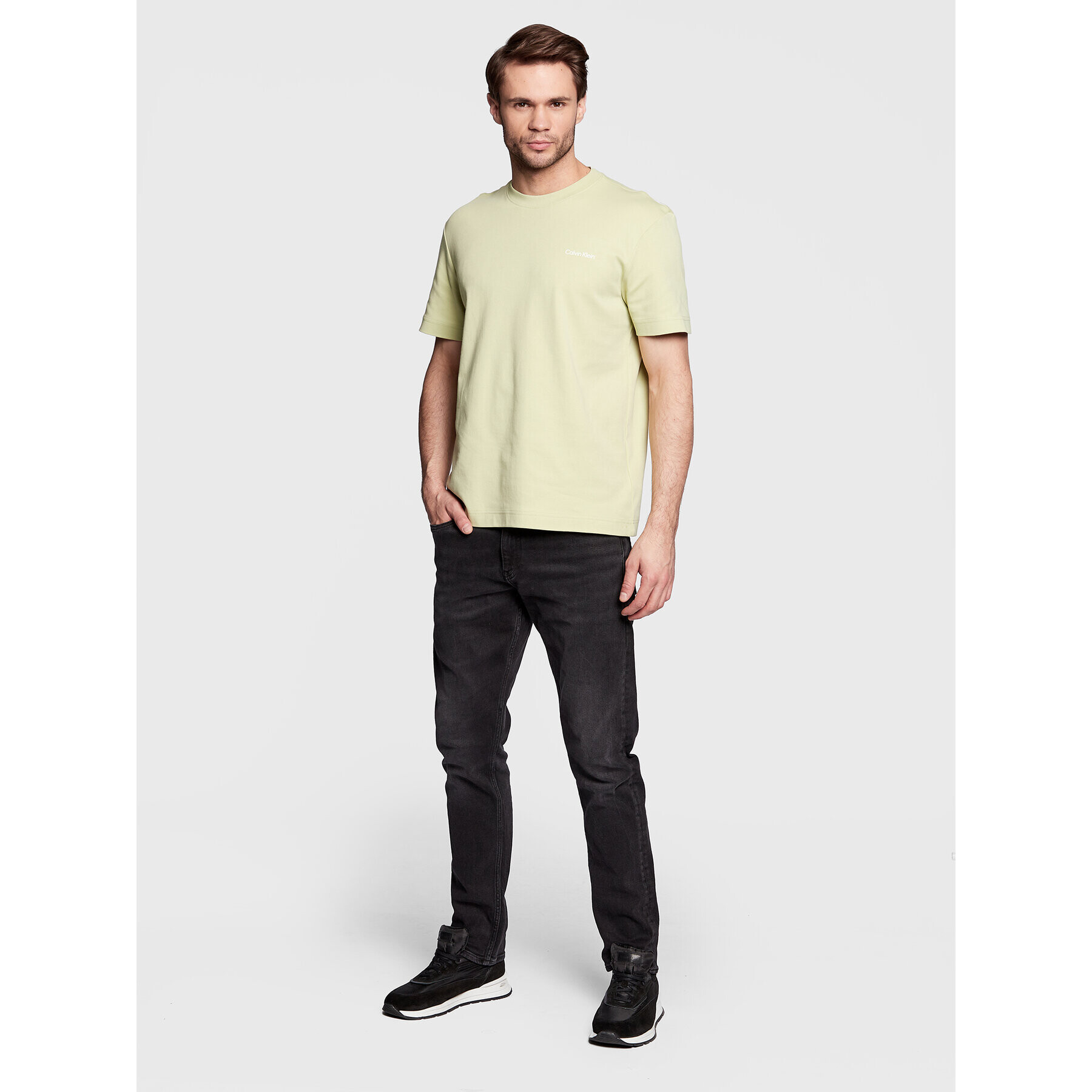 Calvin Klein Тишърт Micro Logo Interlock K10K109894 Зелен Regular Fit - Pepit.bg