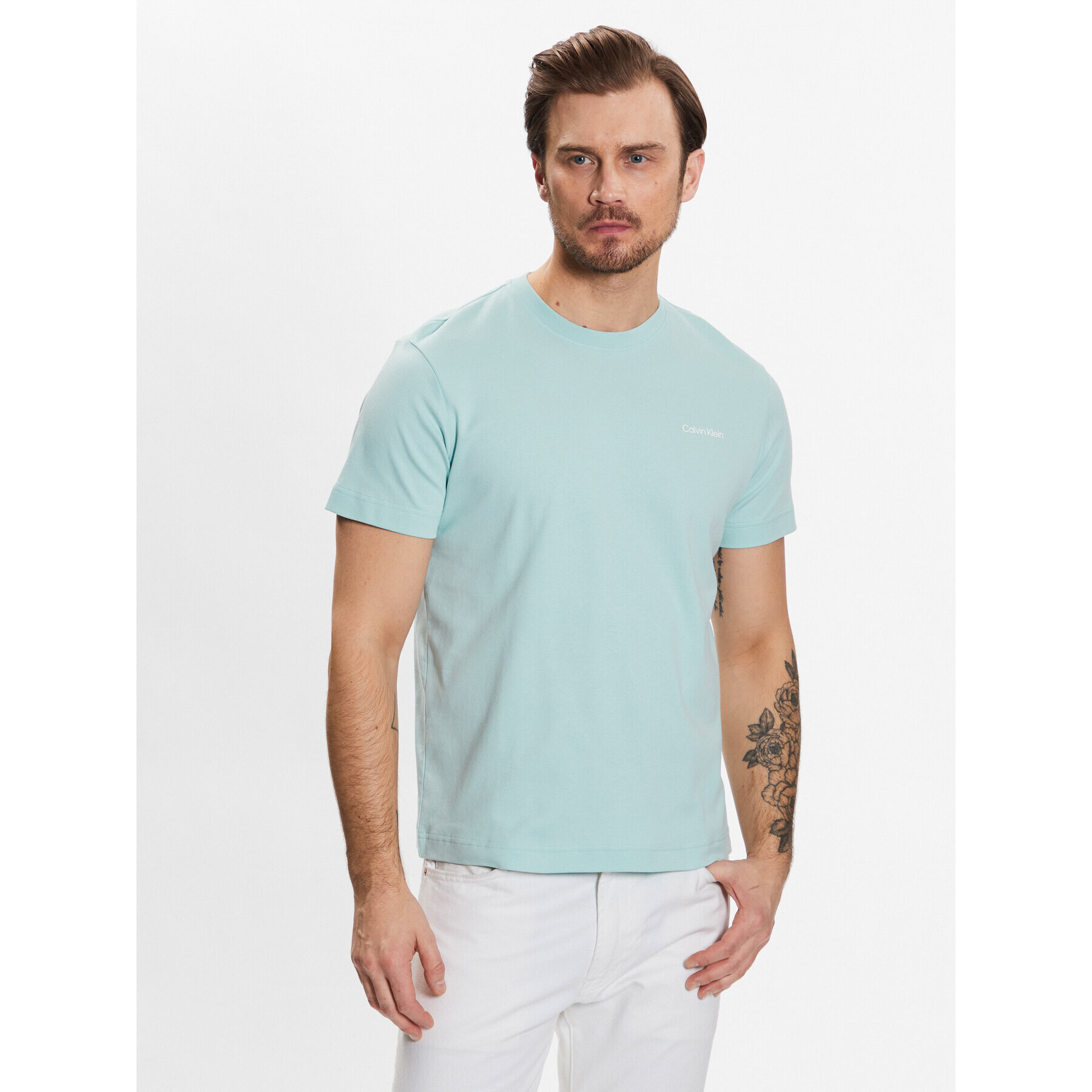 Calvin Klein Тишърт Micro Logo Interlock T-Shirt K10K109894 Син Regular Fit - Pepit.bg